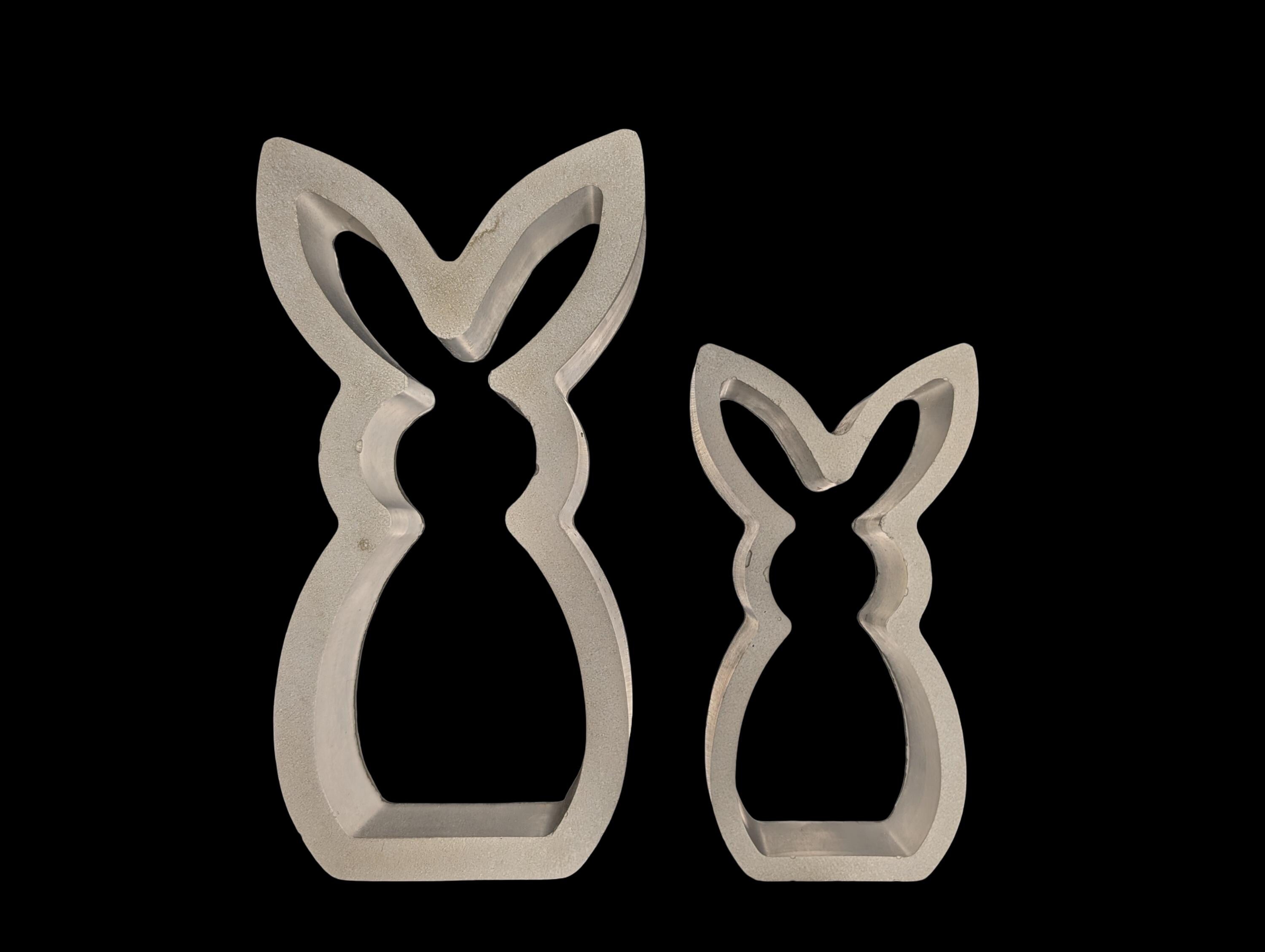 Concrete Bunny Silhouette - Modern Easter Decor - Minimalist Rabbit Statue - Spring Mantel Display - LG. & SM. Bunny Set- Tea light Candle