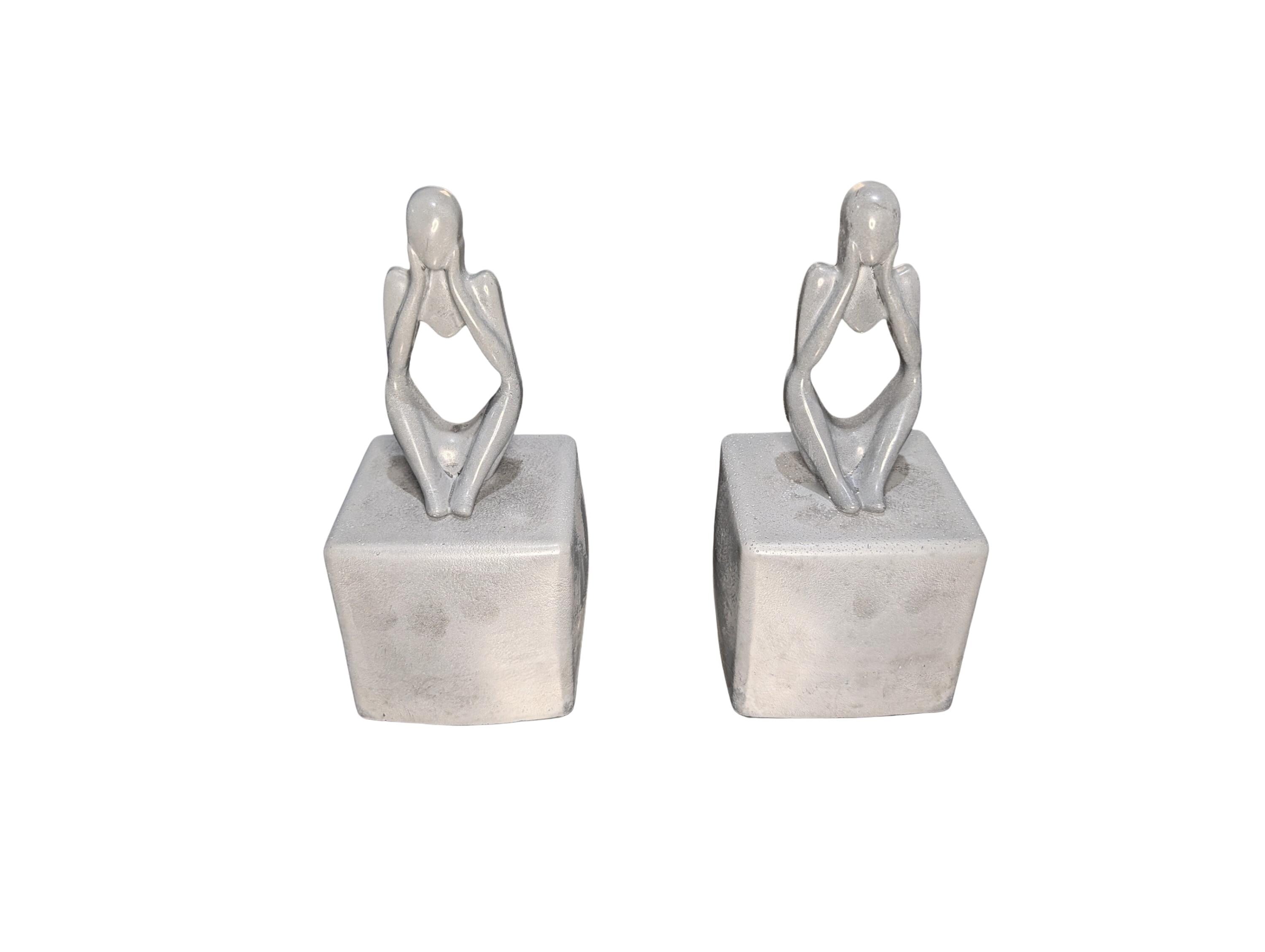Abstract Concrete Bookends | Heavy Duty Modern Book Ends | Minimalist Bookshelf Decor | Industrial Chic Home Decor