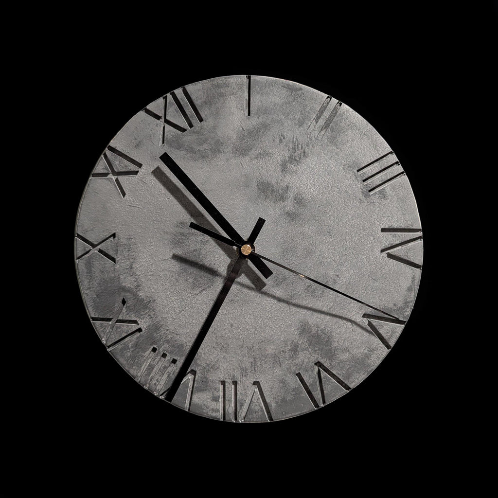 Minimalist Concrete Wall Clock | 10" Industrial Roman Numeral Decor