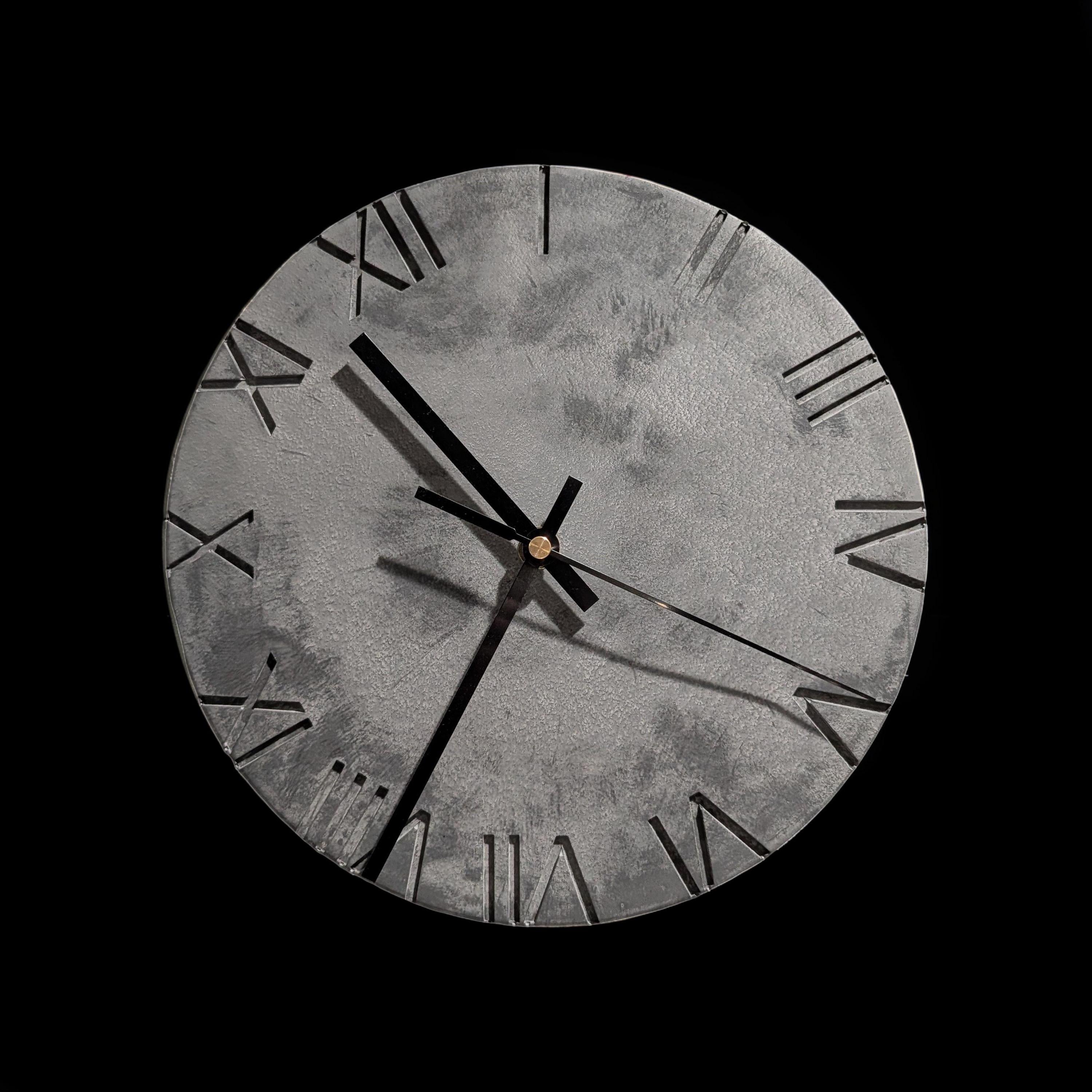 Minimalist Concrete Wall Clock | 10" Industrial Roman Numeral Decor