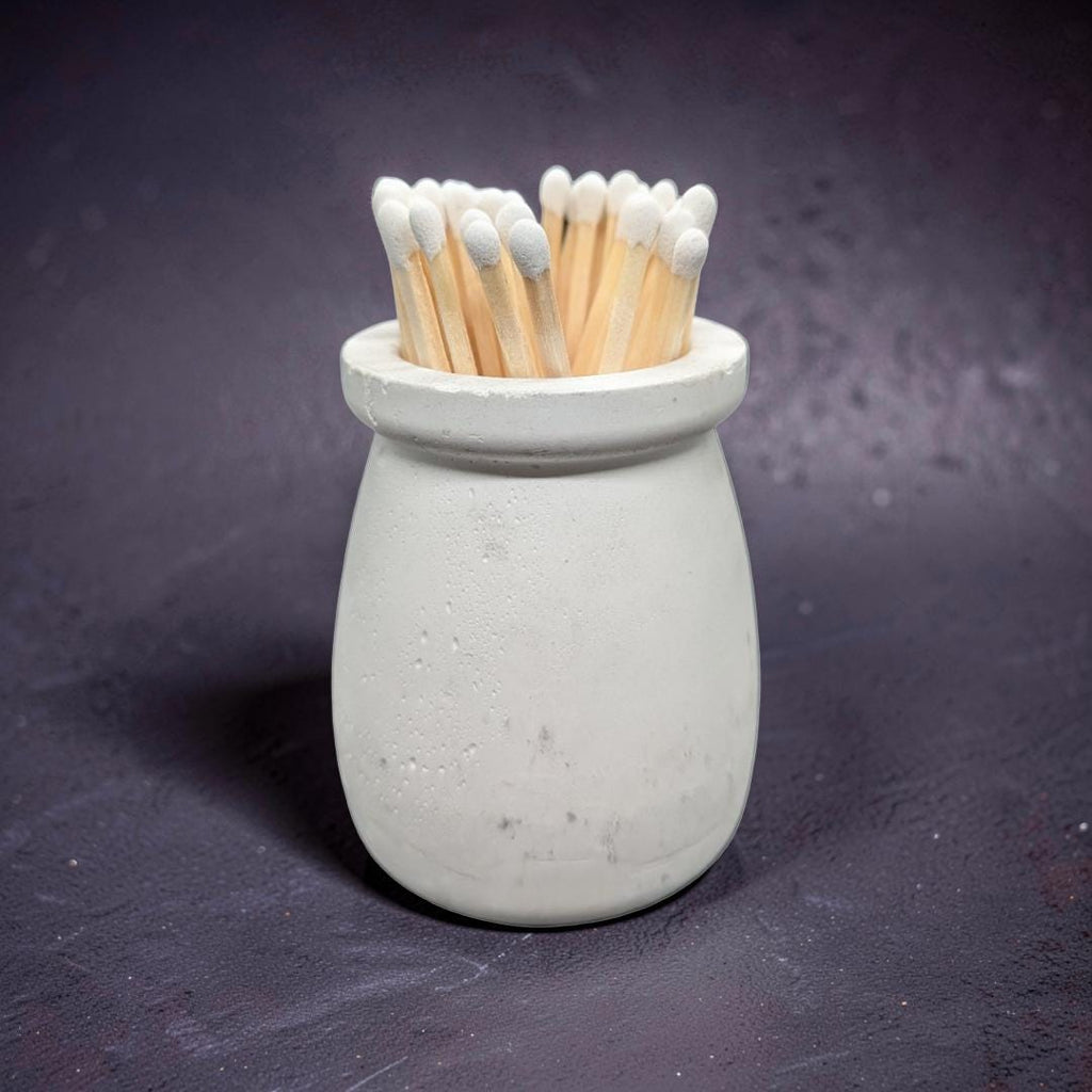 Minimalist Concrete Match Striker Jar including Matches | Modern Candle Accessory | Unique Birthday or New Home Gift | Housewarming Gifts