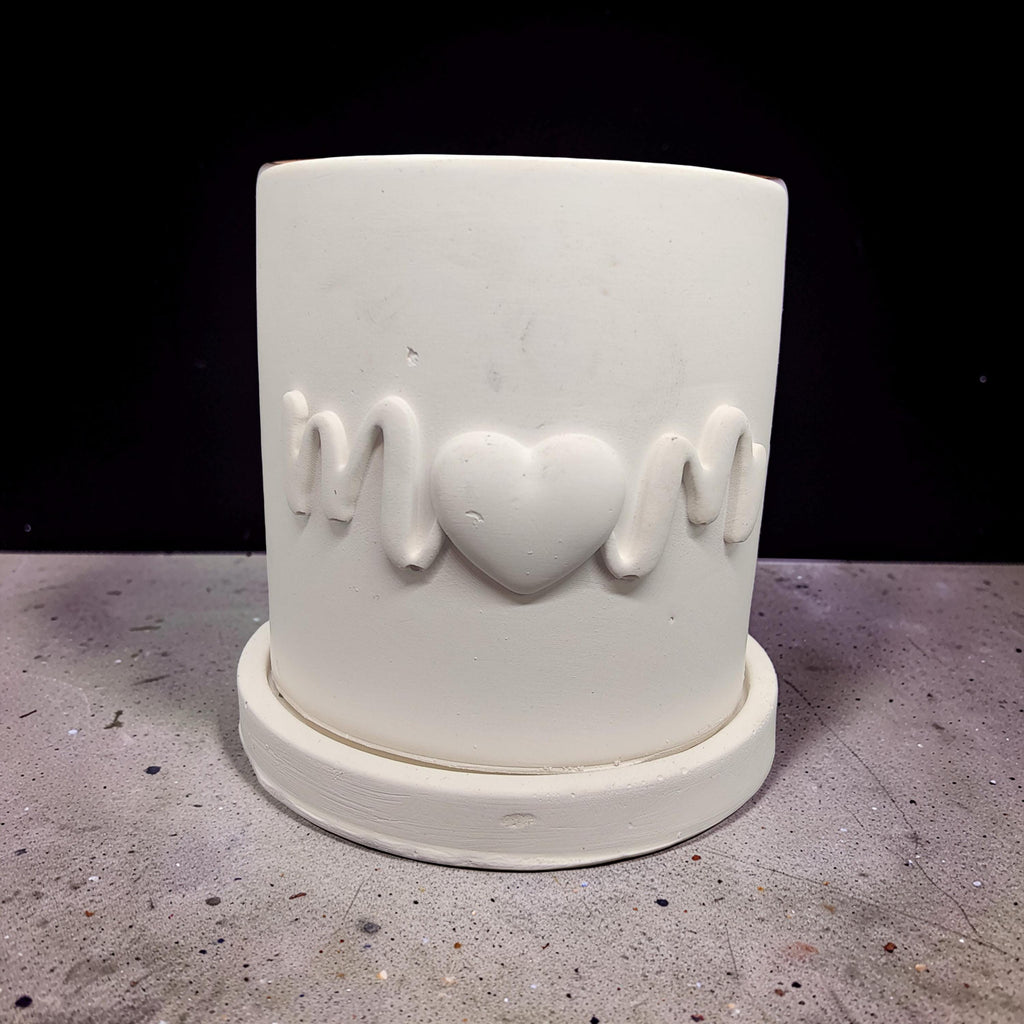 Concrete Mom Planter with Drainage Tray - Mother's Day Gift - Minimalist 3" Succulent Pot - White, Gray, or Natural Cement - Gift for Her