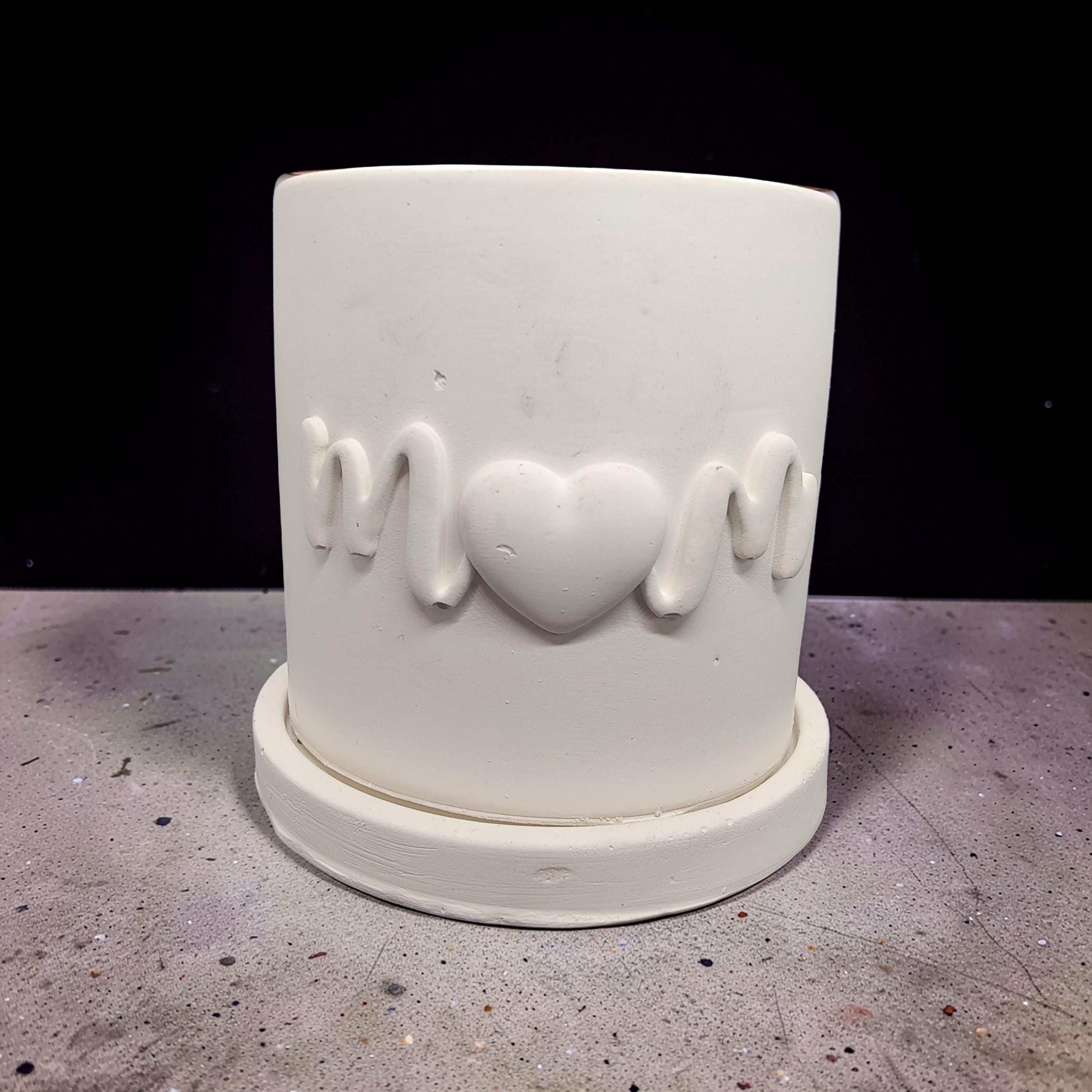 Concrete Mom Planter with Drainage Tray - Mother's Day Gift - Minimalist 3" Succulent Pot - White, Gray, or Natural Cement - Gift for Her