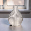 Minimalist Ribbed Concrete Vase - Modern Industrial Bud Vase for Dried Flowers - Hand-Poured Grey or Marble Bud Vase - Zen Home Decor - 6.3
