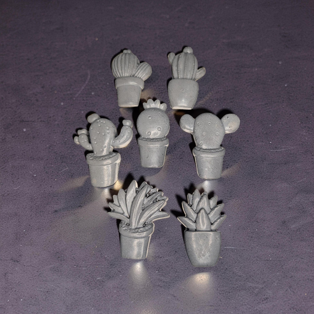 Concrete Cactus Refrigerator Magnets (Set of 7) | Succulent Fridge Magnets | Plant Lover Gift | Cute Kitchen Decor in Grey or Dark Green