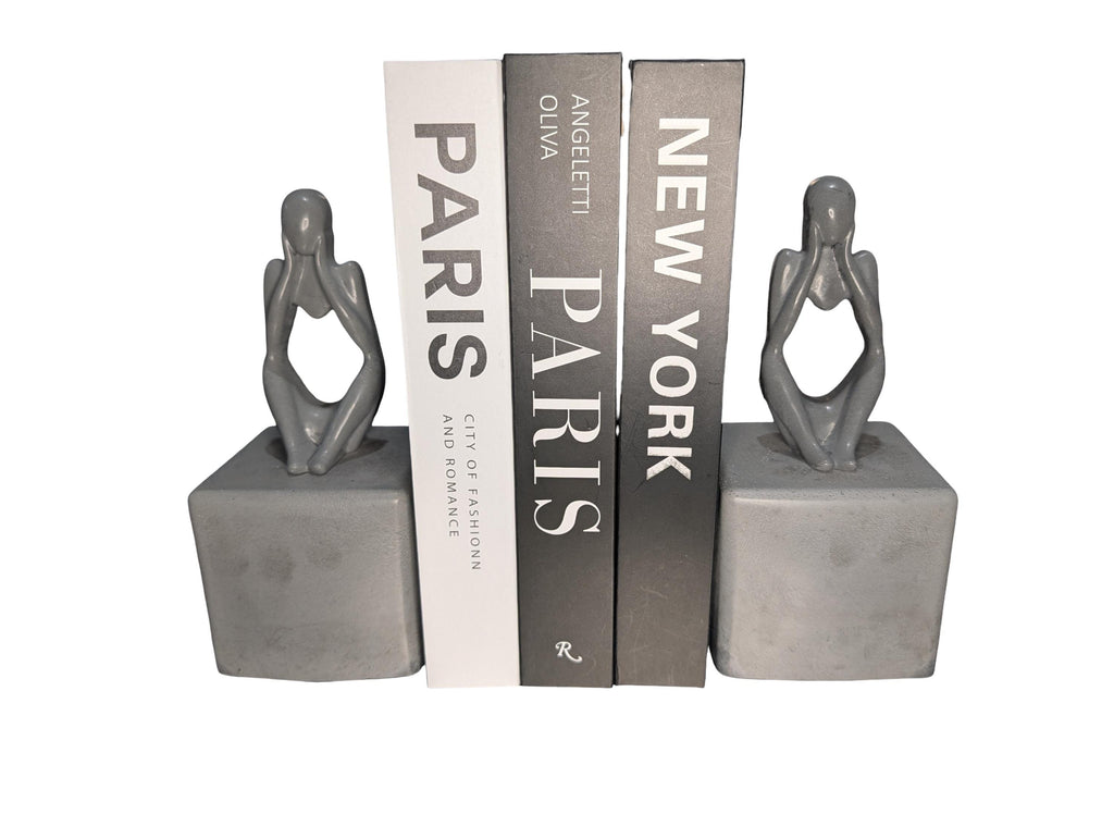 Abstract Concrete Bookends | Heavy Duty Modern Book Ends | Minimalist Bookshelf Decor | Industrial Chic Home Decor