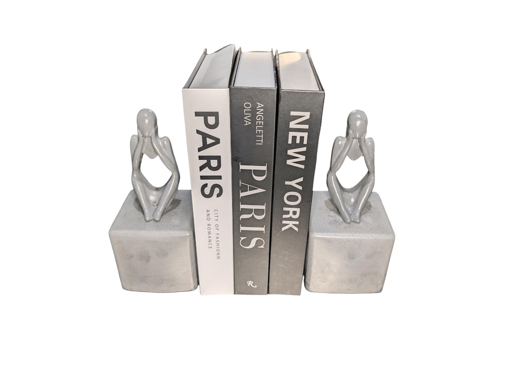 Abstract Concrete Bookends | Heavy Duty Modern Book Ends | Minimalist Bookshelf Decor | Industrial Chic Home Decor