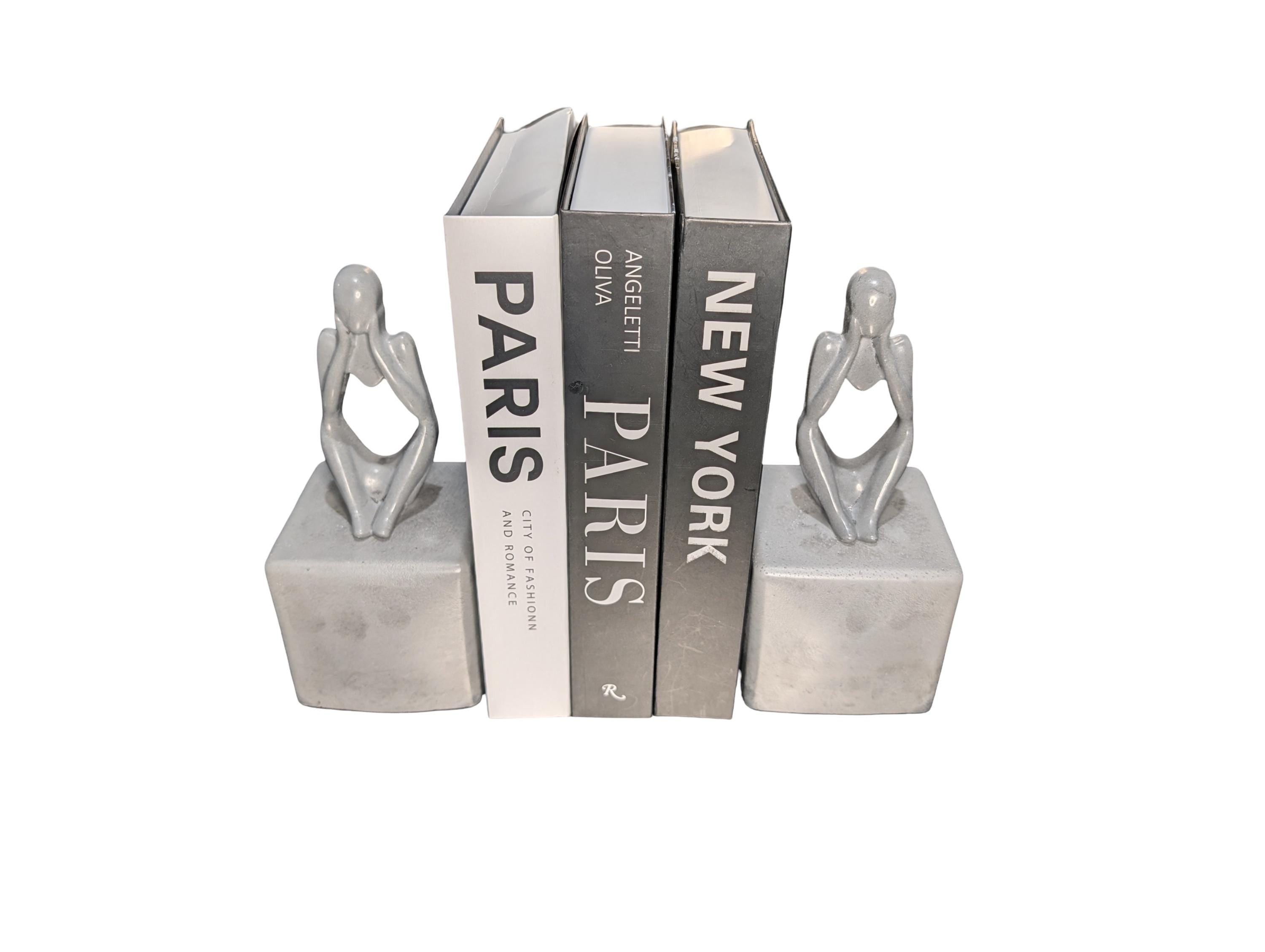 Abstract Concrete Bookends | Heavy Duty Modern Book Ends | Minimalist Bookshelf Decor | Industrial Chic Home Decor