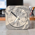 Modern Concrete Desk Clock | Minimalist Table Clock | Industrial Office Decor | Marbled & Gray Concrete Clock | Small Shelf Clock