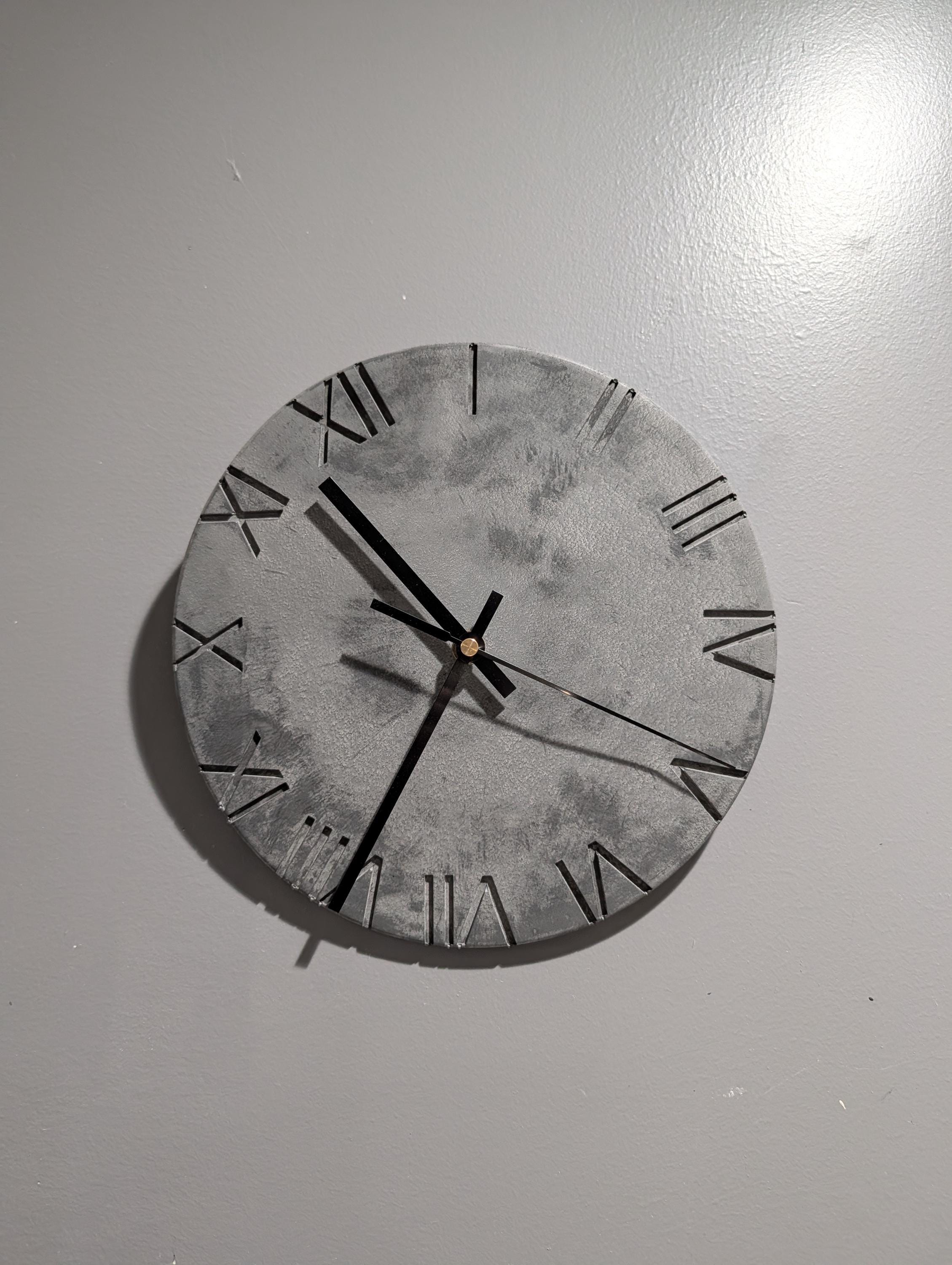 Minimalist Concrete Wall Clock | 10" Industrial Roman Numeral Decor