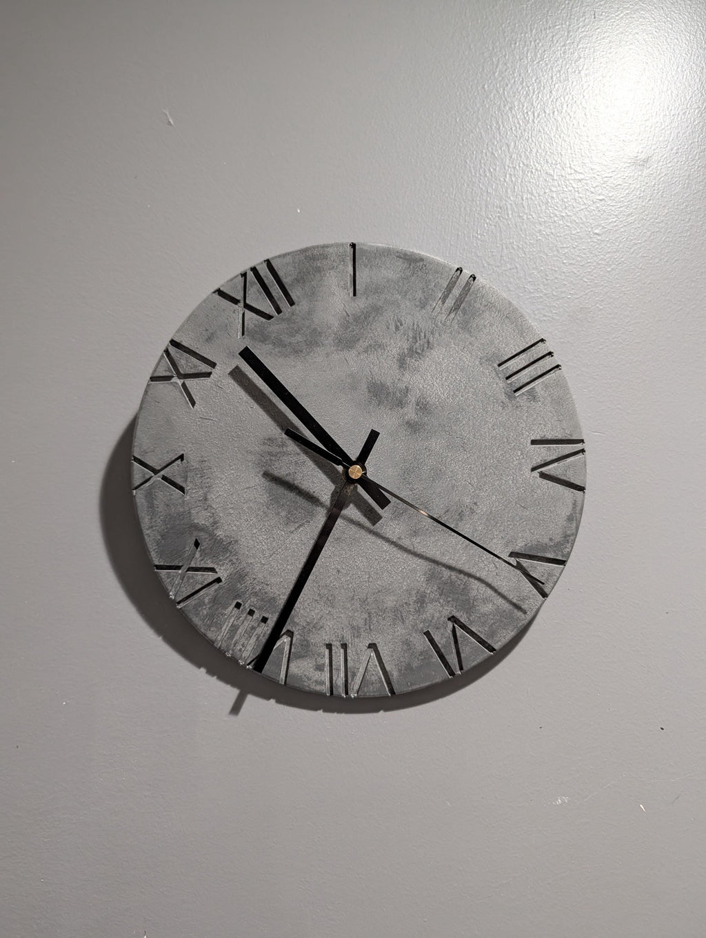 Minimalist Concrete Wall Clock | 10" Industrial Roman Numeral Decor
