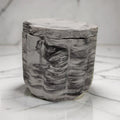 Scalloped Concrete Jar with Lid - Minimalist Bathroom Vanity Organizer - Modern Office Desk Accessories - Marble Jewelry Box - Trinket Dish