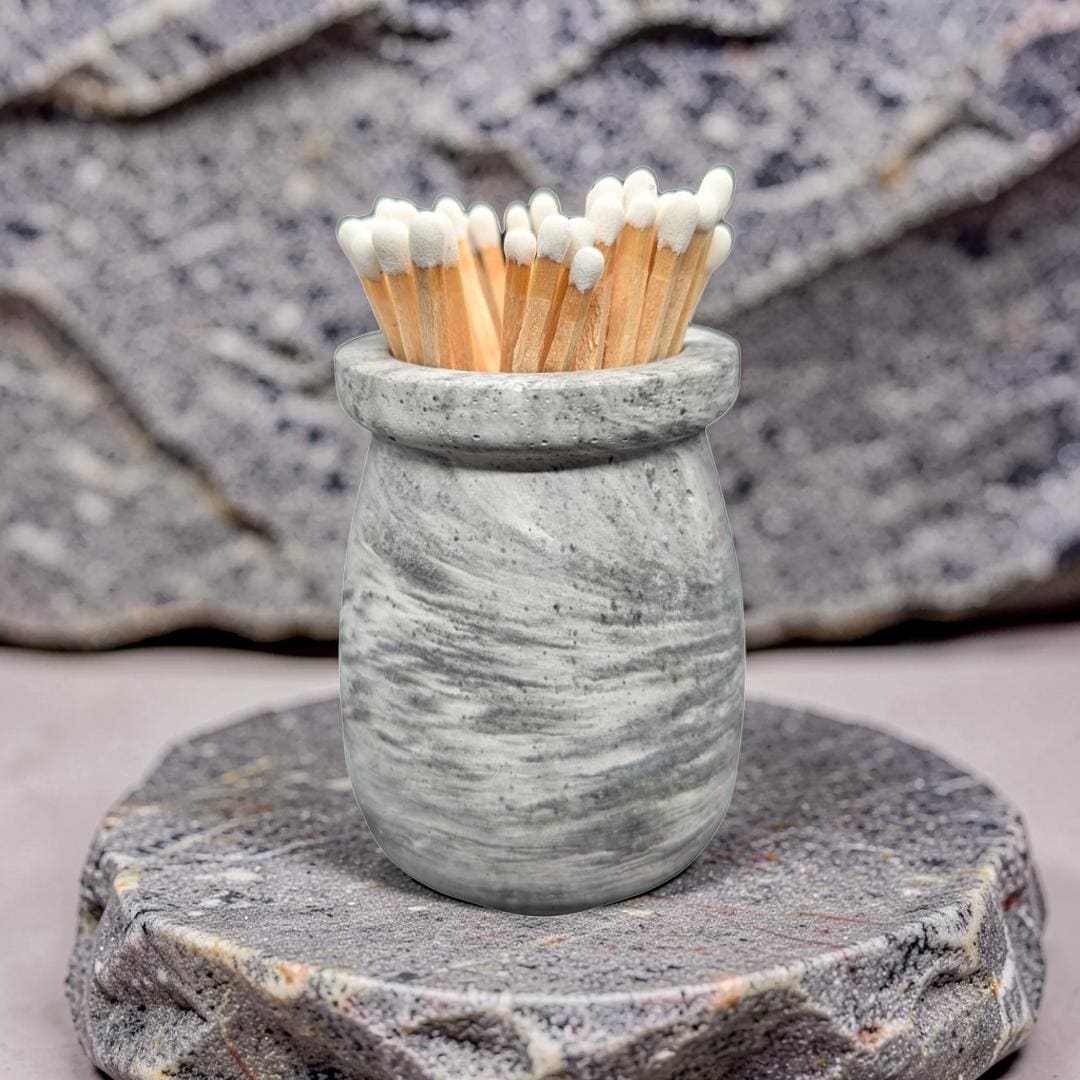 Minimalist Concrete Match Striker Jar including Matches | Modern Candle Accessory | Unique Birthday or New Home Gift | Housewarming Gifts