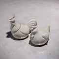 Handmade Concrete Chicken Statue Set – Minimalist Farmhouse Decor – Modern Industrial Rooster & Hen Figurines – Nordic Style Concrete Bird