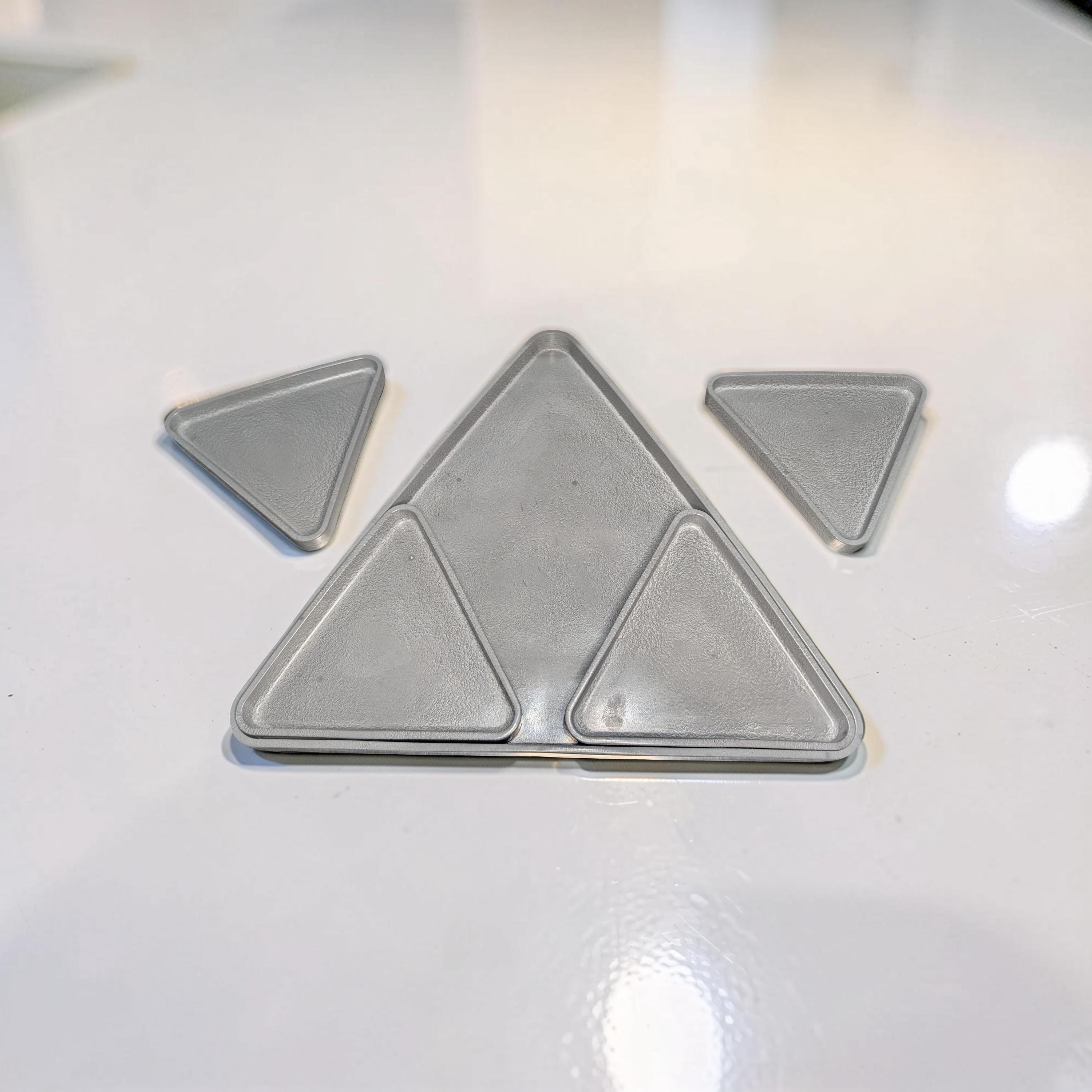 Modular Concrete Triangle Tray Set (5-Piece) - Geometric Trinket Dish & Large Decorative Centerpiece - Minimalist Desk Organizer