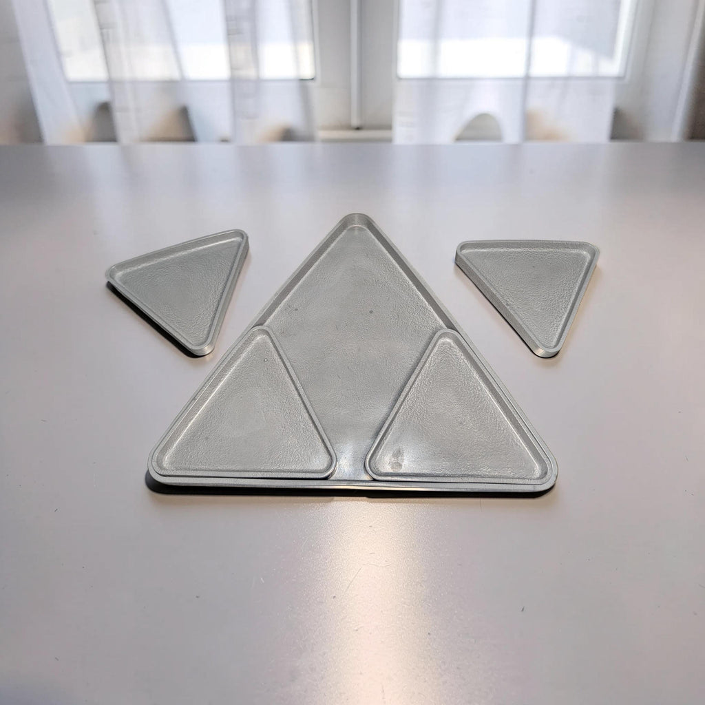 Modular Concrete Triangle Tray Set (5-Piece) - Geometric Trinket Dish & Large Decorative Centerpiece - Minimalist Desk Organizer