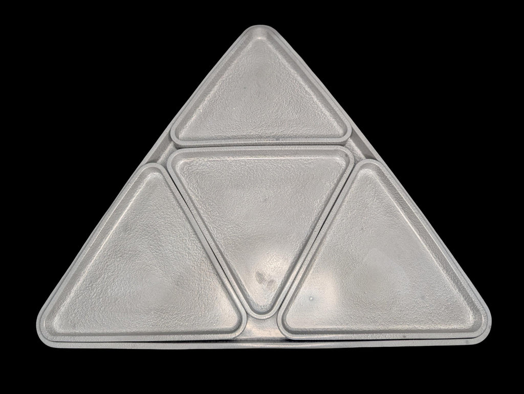Modular Concrete Triangle Tray Set (5-Piece) - Geometric Trinket Dish & Large Decorative Centerpiece - Minimalist Desk Organizer