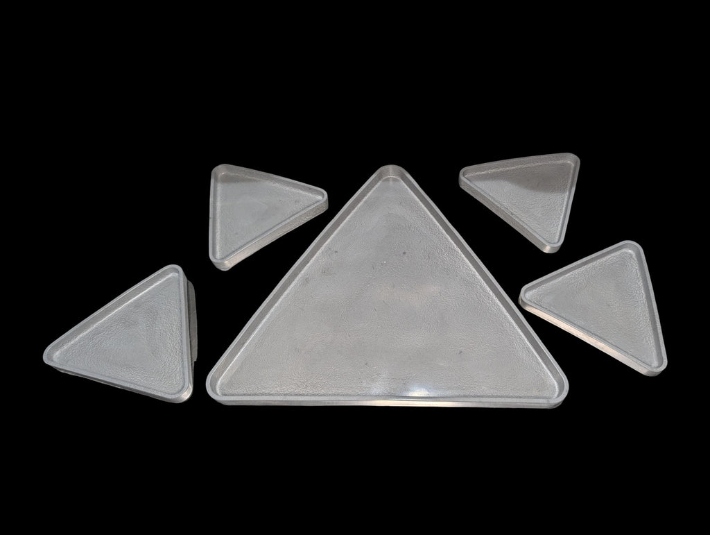Modular Concrete Triangle Tray Set (5-Piece) - Geometric Trinket Dish & Large Decorative Centerpiece - Minimalist Desk Organizer