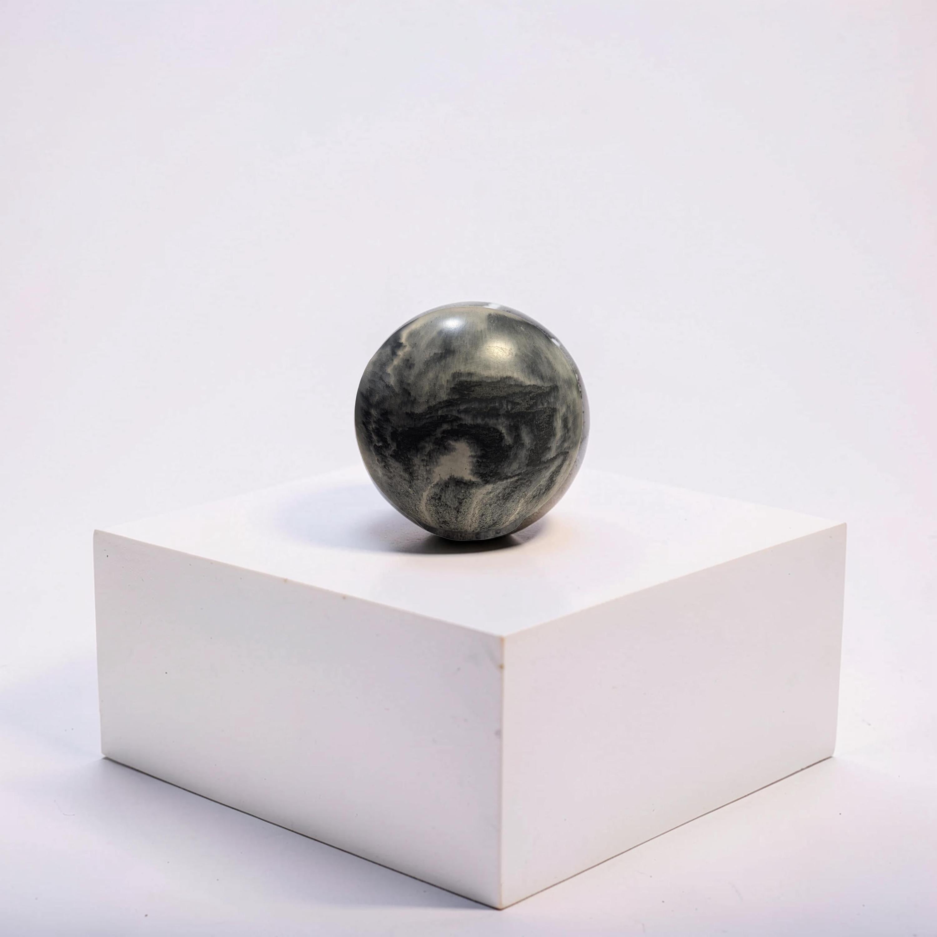 Large 4" Concrete Decorative Sphere -Minimalist Marbled Stone Ball - Modern Industrial Shelf Decor, Brutalist Paperweight, Zen Garden Accent