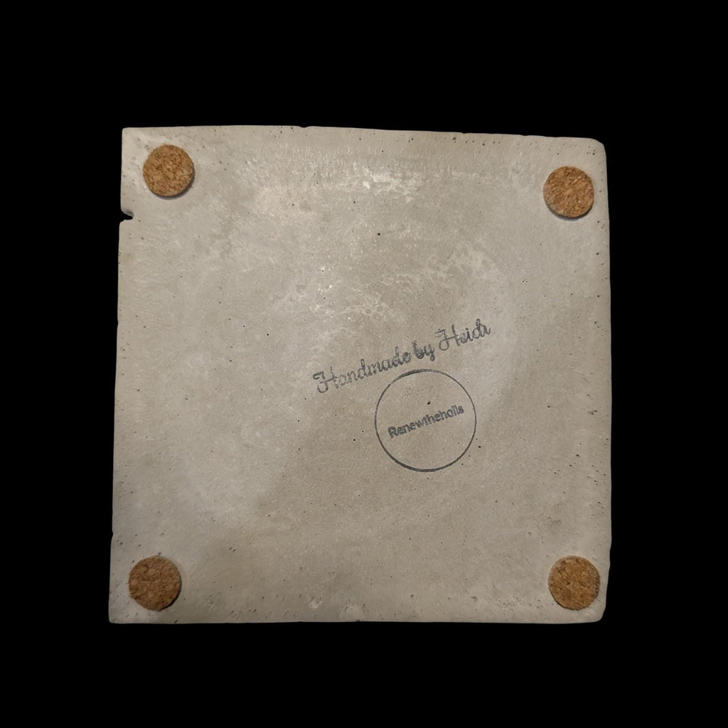 Minimalist Concrete Coasters Set of 2, Modern Industrial Drink Coasters with Cork Feet, Square Cement Product Photography Props