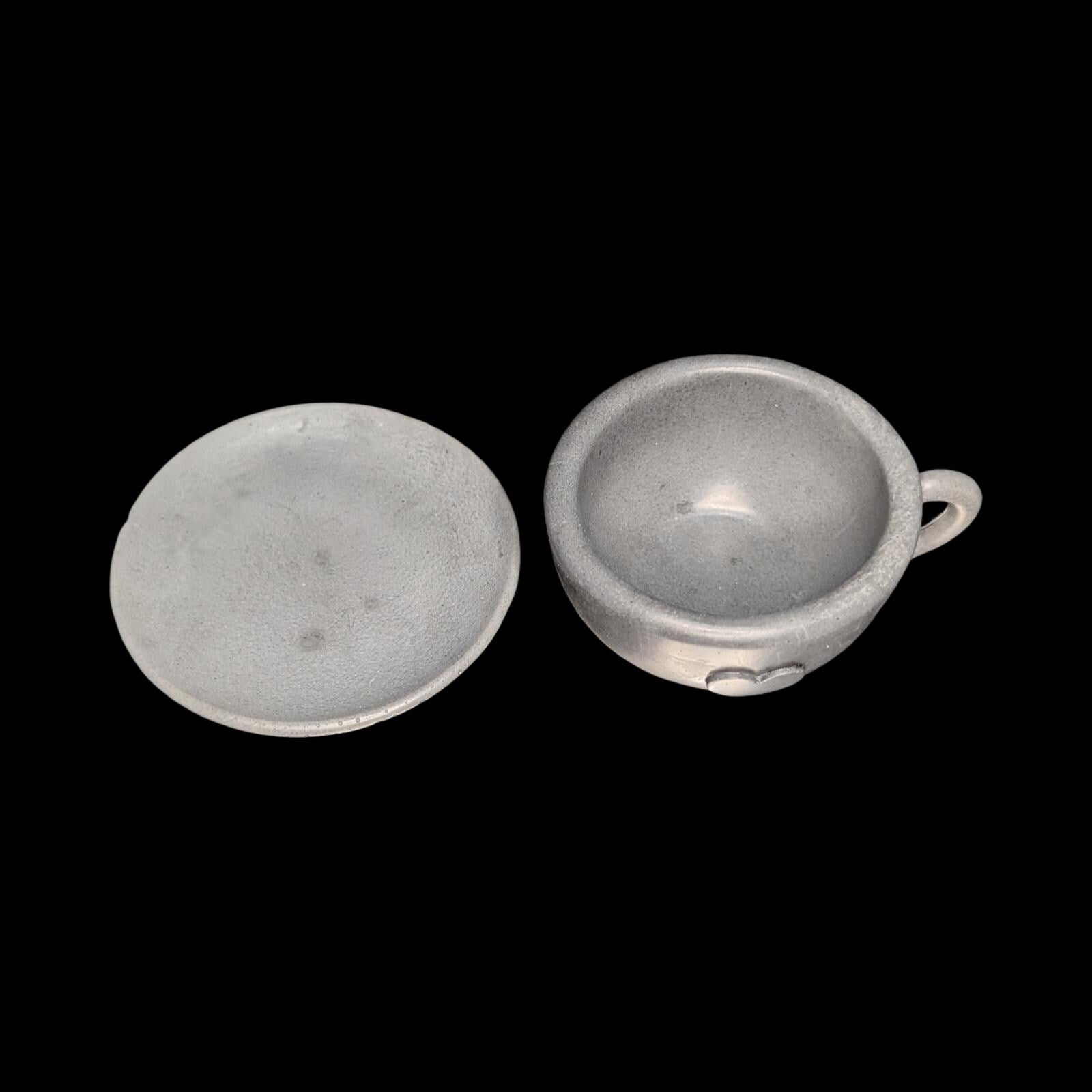 Minimalist Concrete Heart Teacup & Saucer Set | Modern Succulent Planter | Jewelry Dish | Minimalist Concrete Mug + Saucer Set