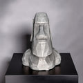 Minimalist Concrete Statue | Easter Island Moai Bust | Brutalist Home Decor Accent | Geometric Stone Face Paperweight | Bookshelf Decoration