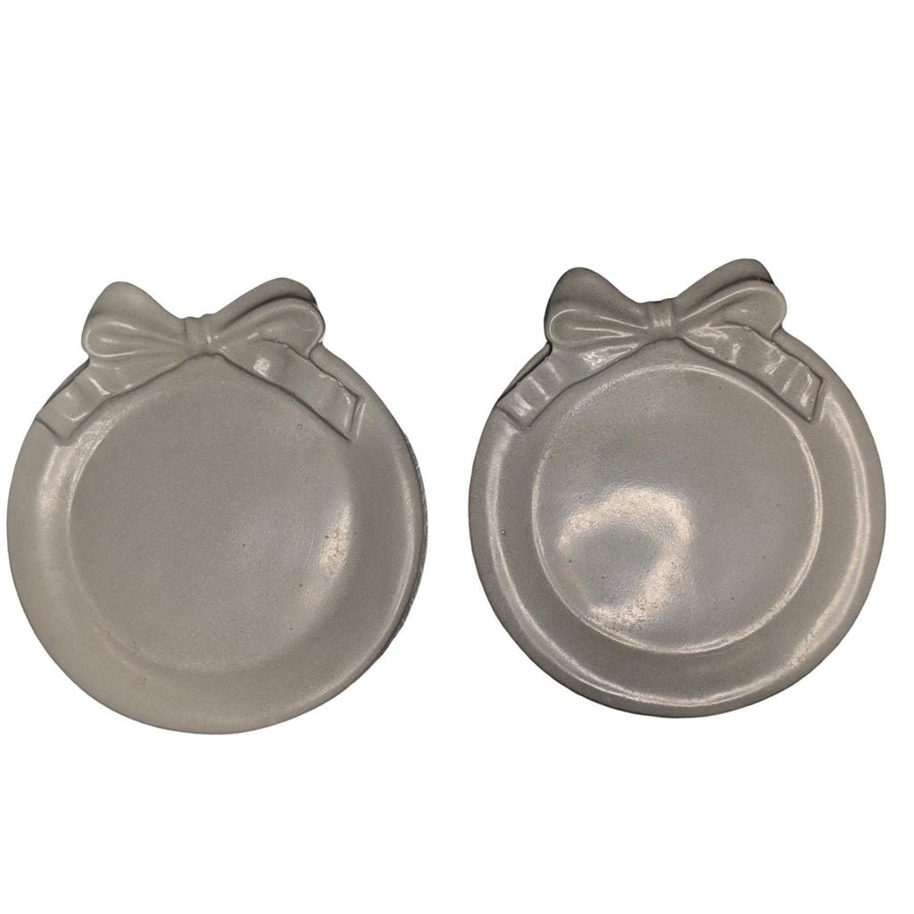 Coquette Concrete Bow Ring Dish | Cute Ribbon Jewelry Tray | Round Trinket Bowl | Natural & Grey Coaster Set | Aesthetic Bedroom Decor