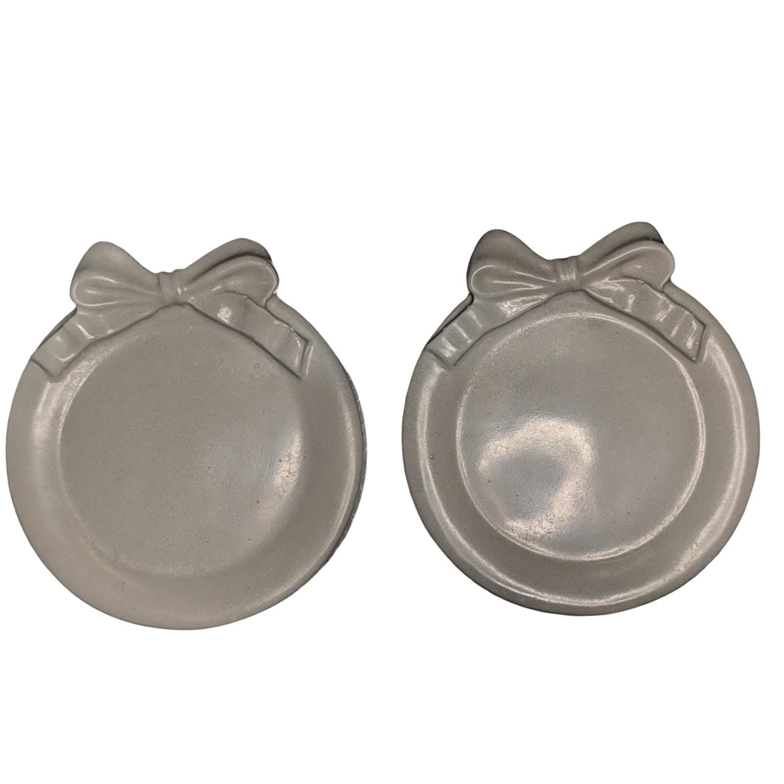Coquette Concrete Bow Ring Dish | Cute Ribbon Jewelry Tray | Round Trinket Bowl | Natural & Grey Coaster Set | Aesthetic Bedroom Decor