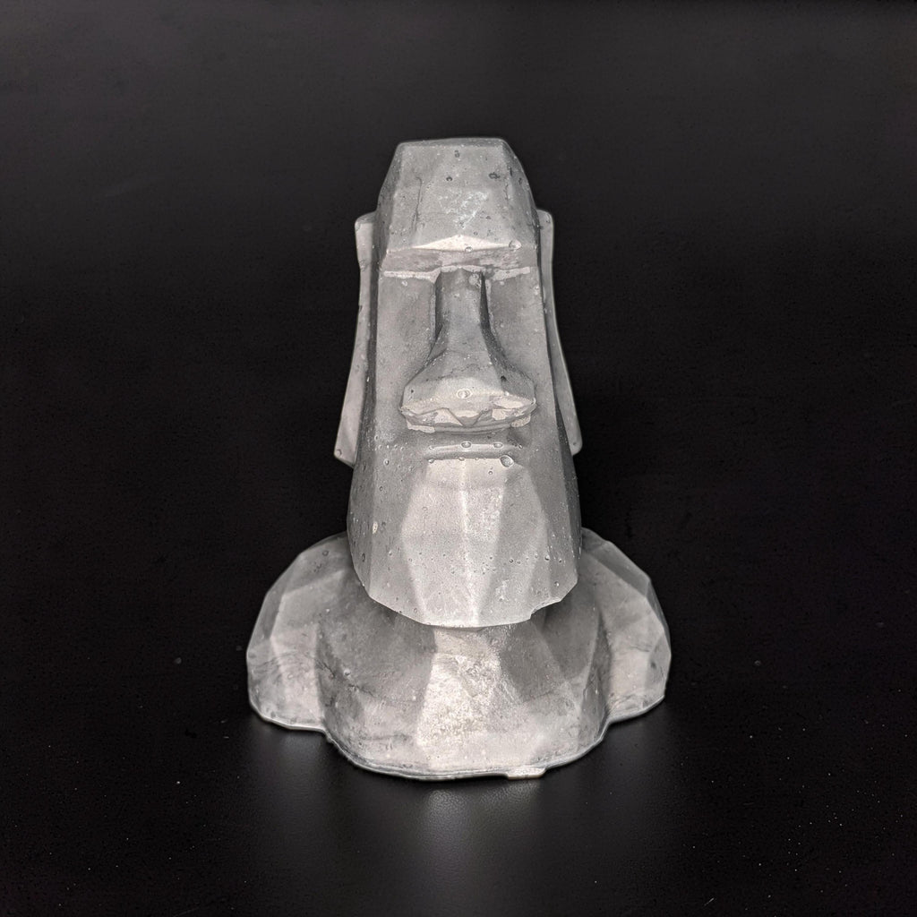 Minimalist Concrete Statue | Easter Island Moai Bust | Brutalist Home Decor Accent | Geometric Stone Face Paperweight | Bookshelf Decoration