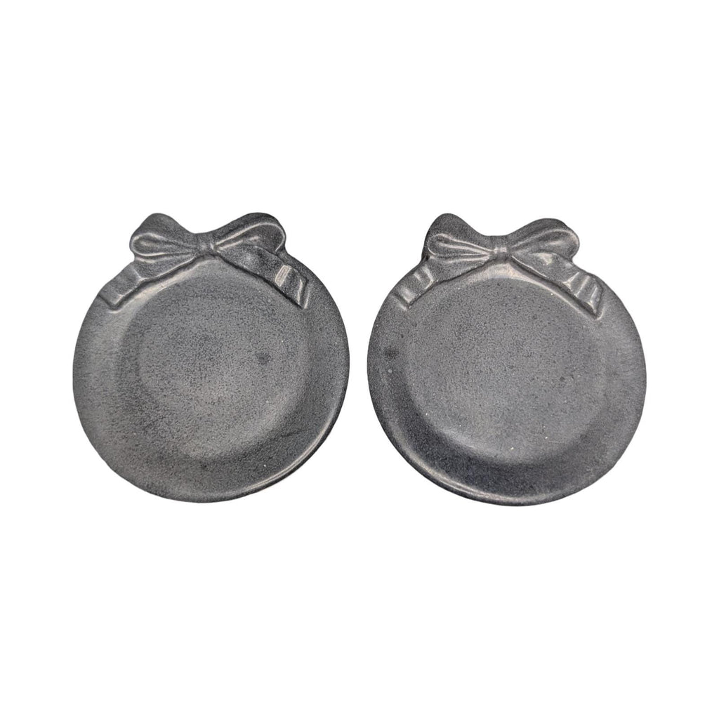 Coquette Concrete Bow Ring Dish | Cute Ribbon Jewelry Tray | Round Trinket Bowl | Natural & Grey Coaster Set | Aesthetic Bedroom Decor