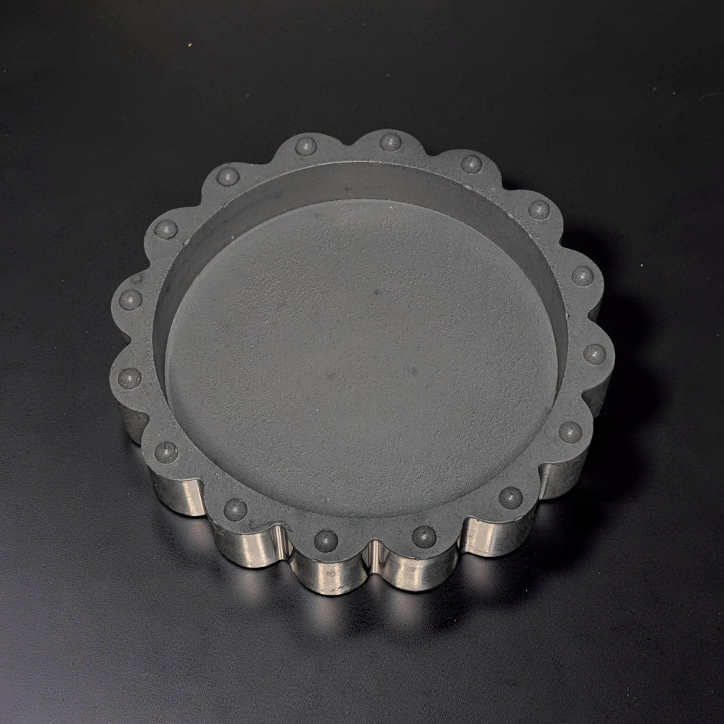 Concrete Scalloped Tray - Round Ribbed Catchall Dish, Minimalist Jewelry Holder, Industrial Vanity Organizer, Fluted Key Bowl, Modern Shelf