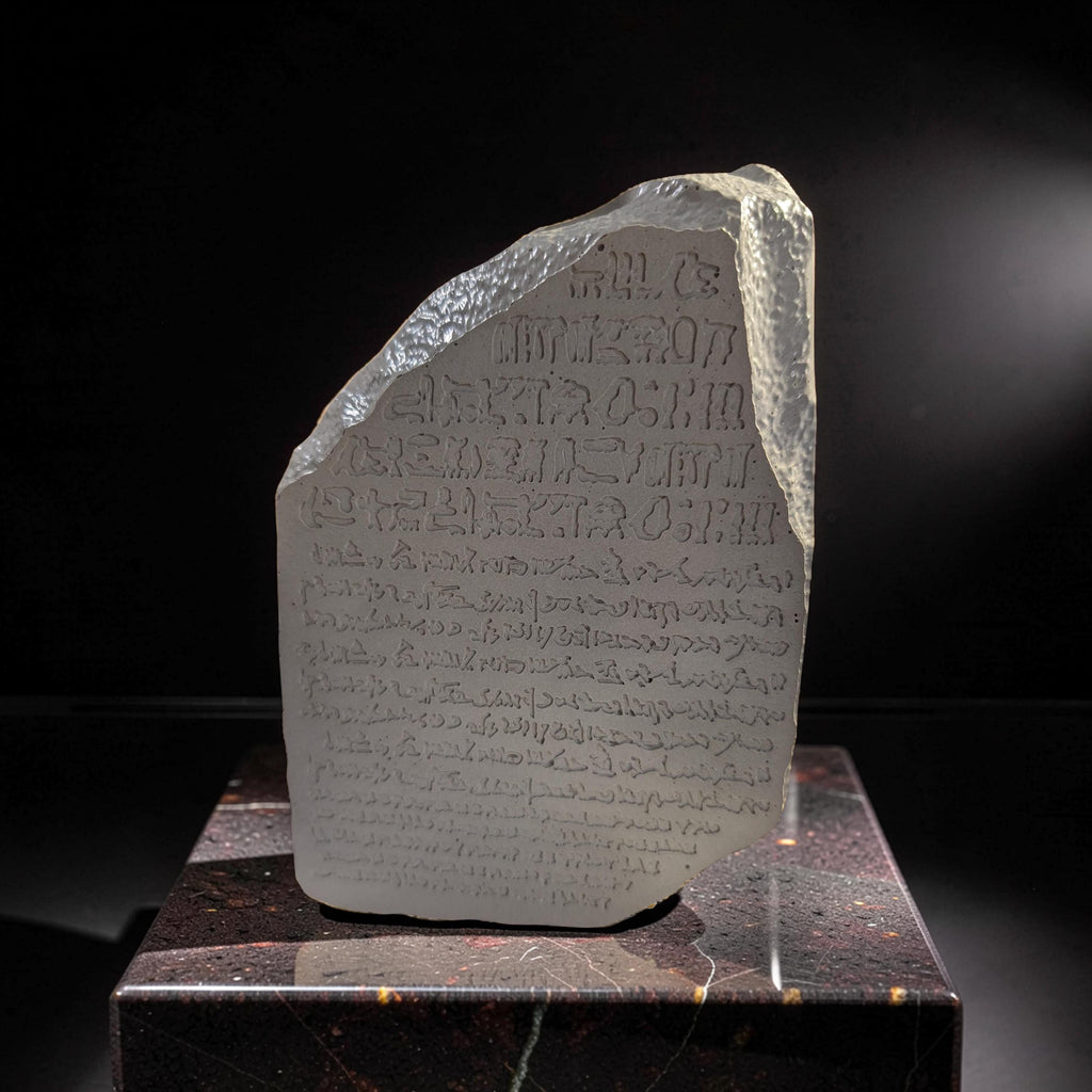 Concrete Rosetta Stone Replica Vase & Bookend | Ancient Egyptian Decor | Minimalist History Gift, Brutalist Archeology Statement Piece