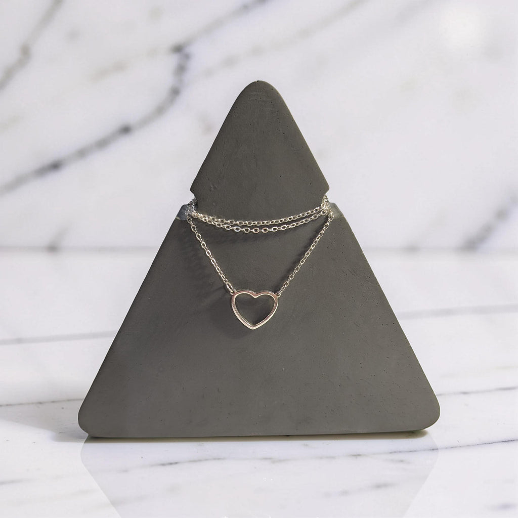Concrete Necklace Display Stand - Minimalist Triangle Jewelry Holder, Geometric Pendant Display, Industrial Vanity Organizer