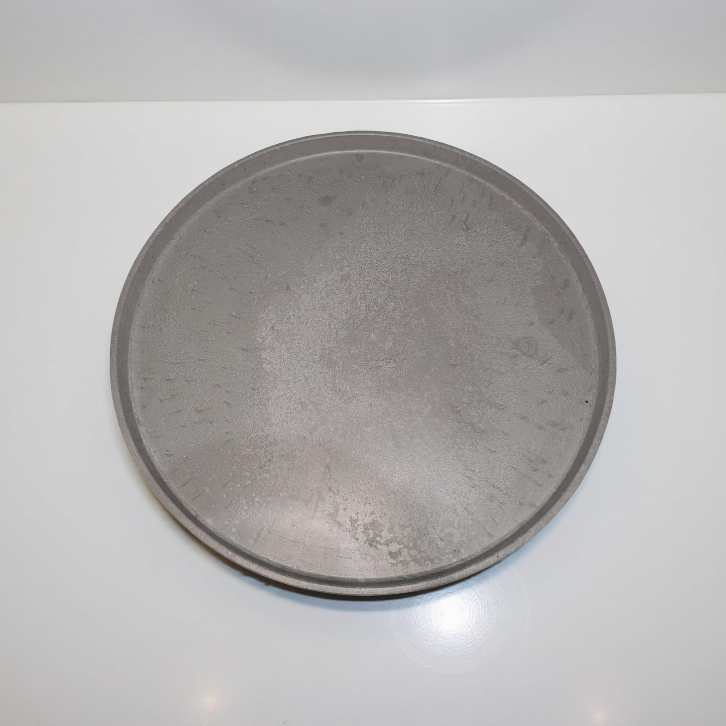 Large 12-Inch Gray Concrete Tray | Modern Minimalist Round Concrete Platter | Handmade Decorative Centerpiece | Concrete Serving Tray for Home Décor