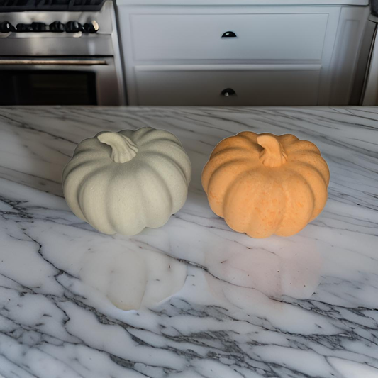 3.5 Inch Concrete Pumpkin- White, Orange & Blue