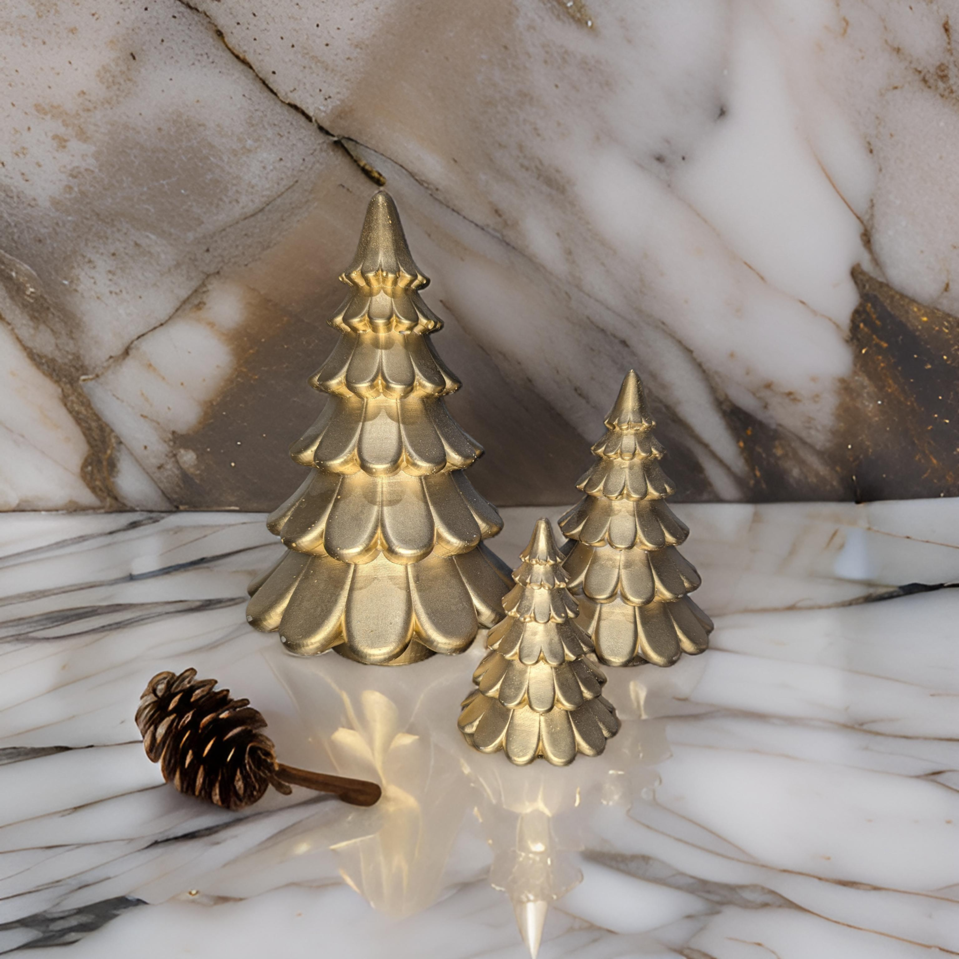 Concrete Christmas Trees, Modern Holiday Decor, Minimalist Christmas Decorations, Cement Tree Set, Gold Silver Natural Concrete, 4" 6" 8"