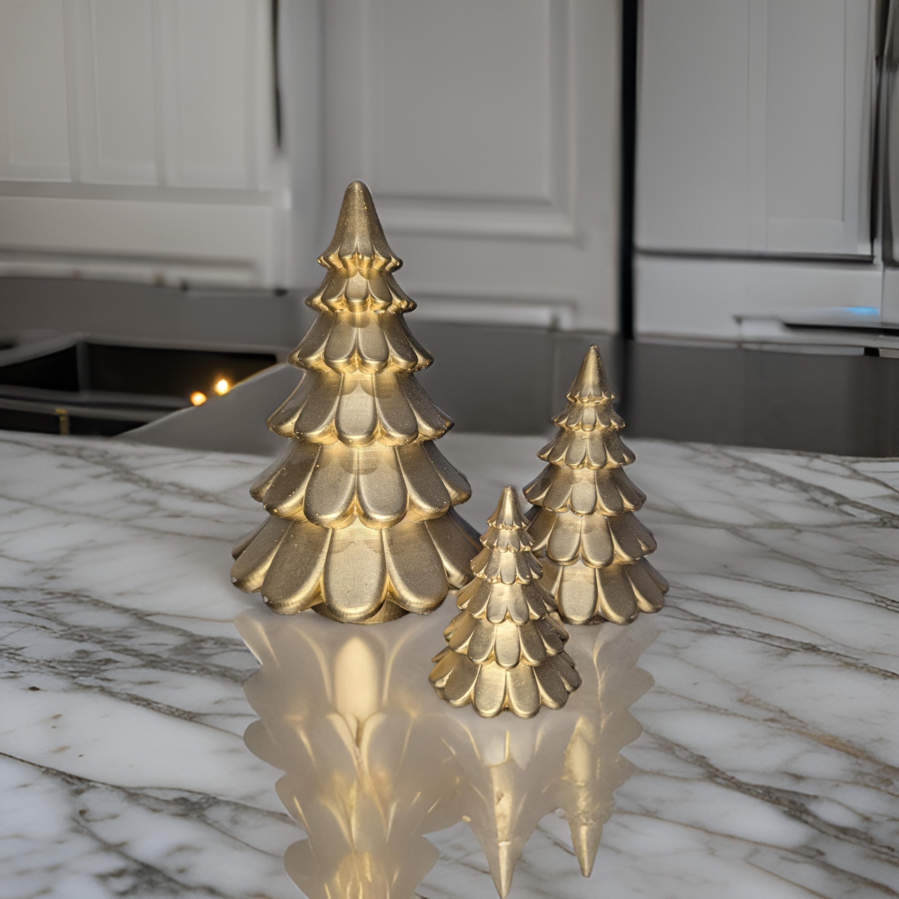 Concrete Christmas Trees, Modern Holiday Decor, Minimalist Christmas Decorations, Cement Tree Set, Gold Silver Natural Concrete, 4" 6" 8"