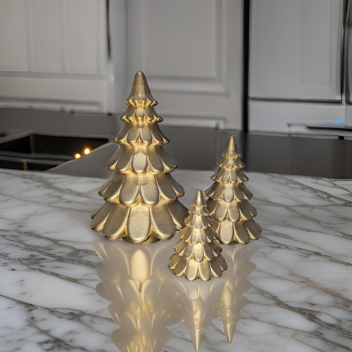 Concrete Christmas Trees, Modern Holiday Decor, Minimalist Christmas Decorations, Cement Tree Set, Gold Silver Natural Concrete, 4" 6" 8"