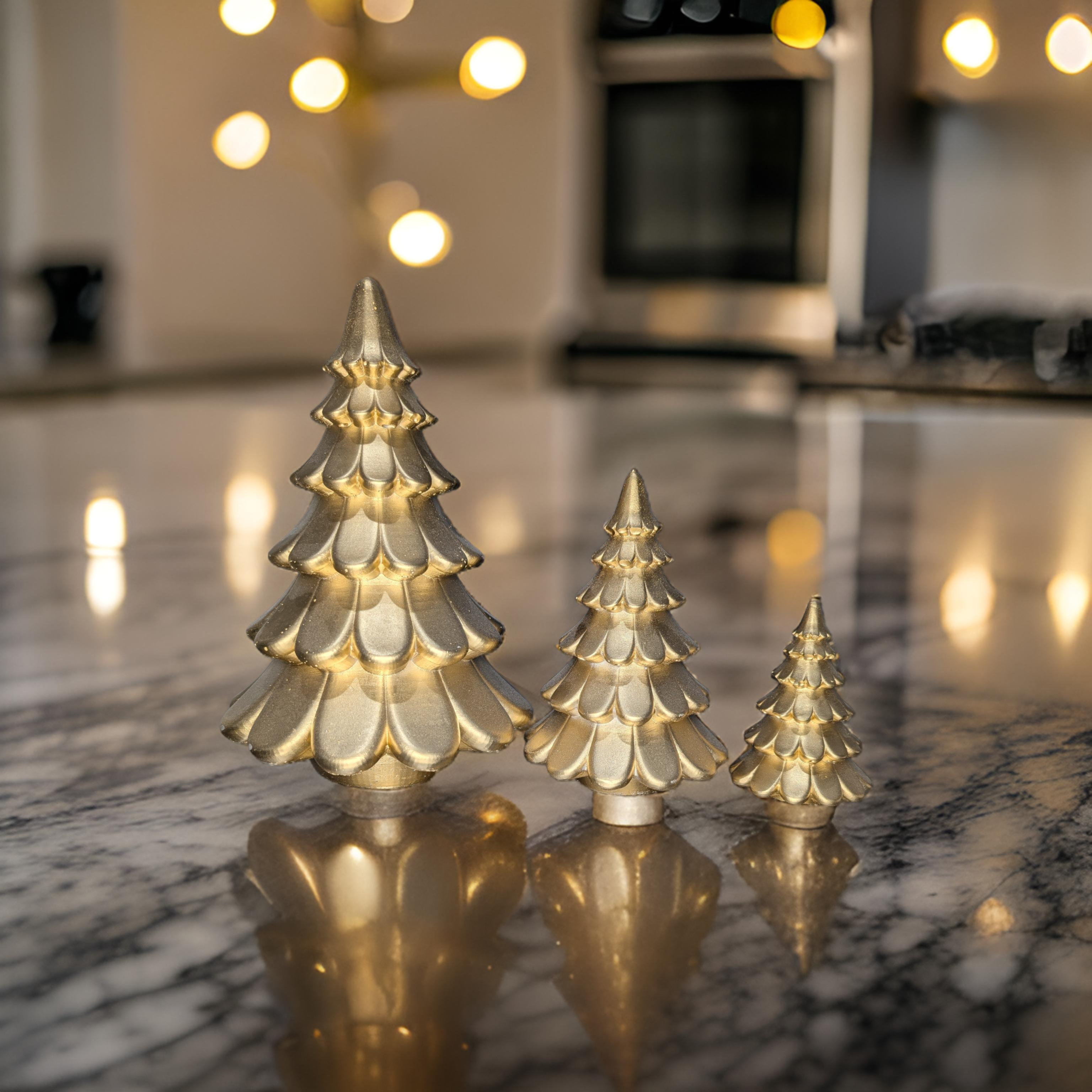 Concrete Christmas Trees, Modern Holiday Decor, Minimalist Christmas Decorations, Cement Tree Set, Gold Silver Natural Concrete, 4" 6" 8"