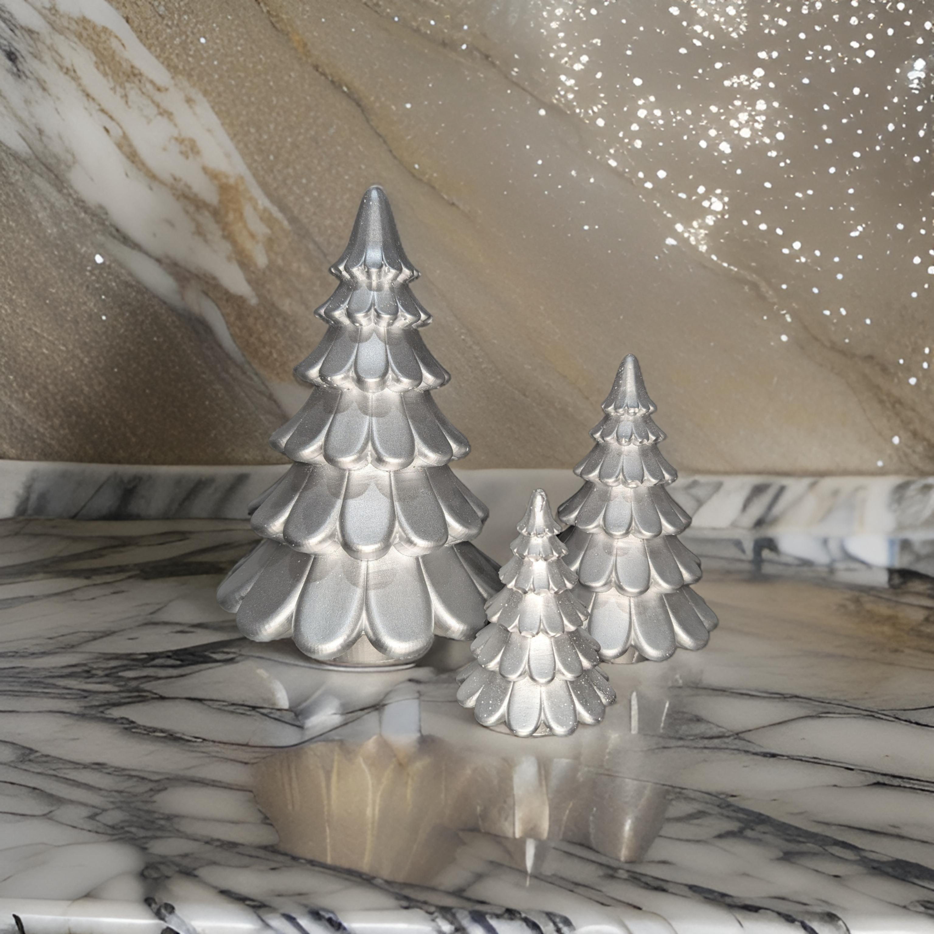Concrete Christmas Trees, Modern Holiday Decor, Minimalist Christmas Decorations, Cement Tree Set, Gold Silver Natural Concrete, 4" 6" 8"