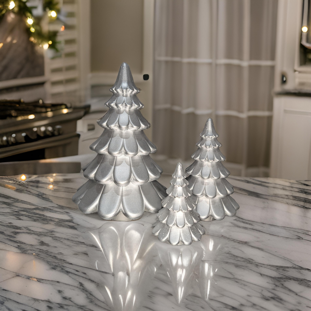 Concrete Christmas Trees, Modern Holiday Decor, Minimalist Christmas Decorations, Cement Tree Set, Gold Silver Natural Concrete, 4" 6" 8"