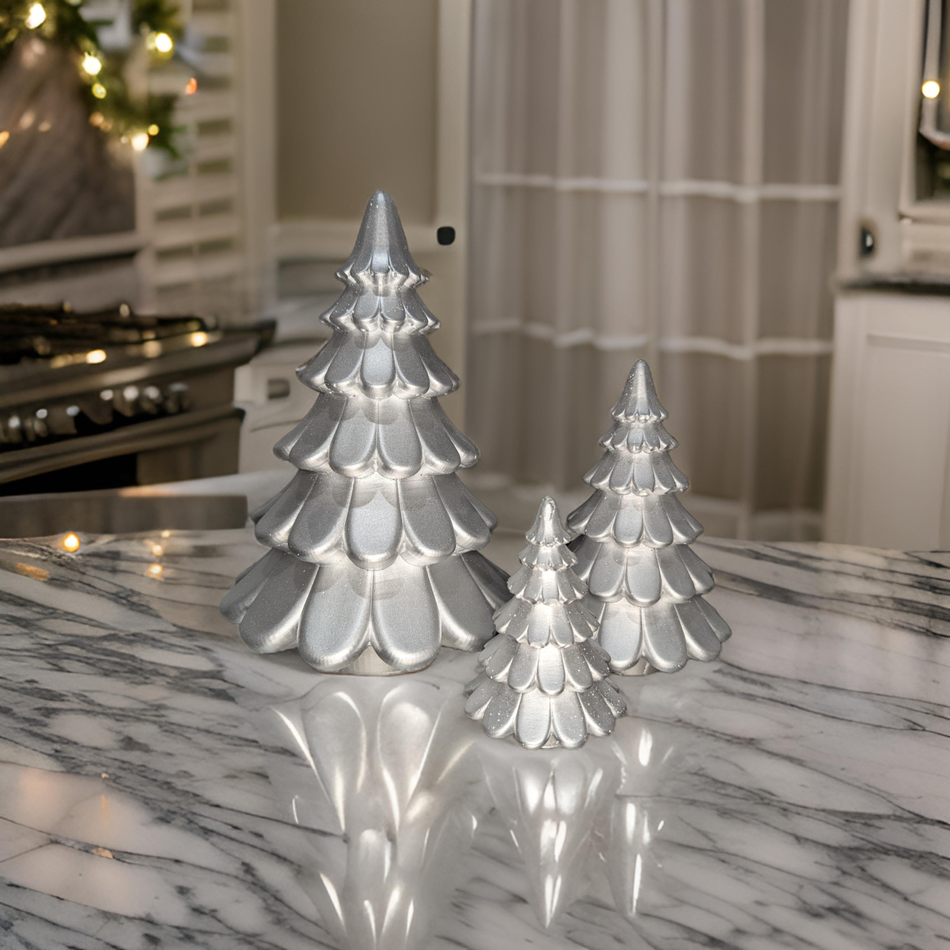 Concrete Christmas Trees, Modern Holiday Decor, Minimalist Christmas Decorations, Cement Tree Set, Gold Silver Natural Concrete, 4" 6" 8"
