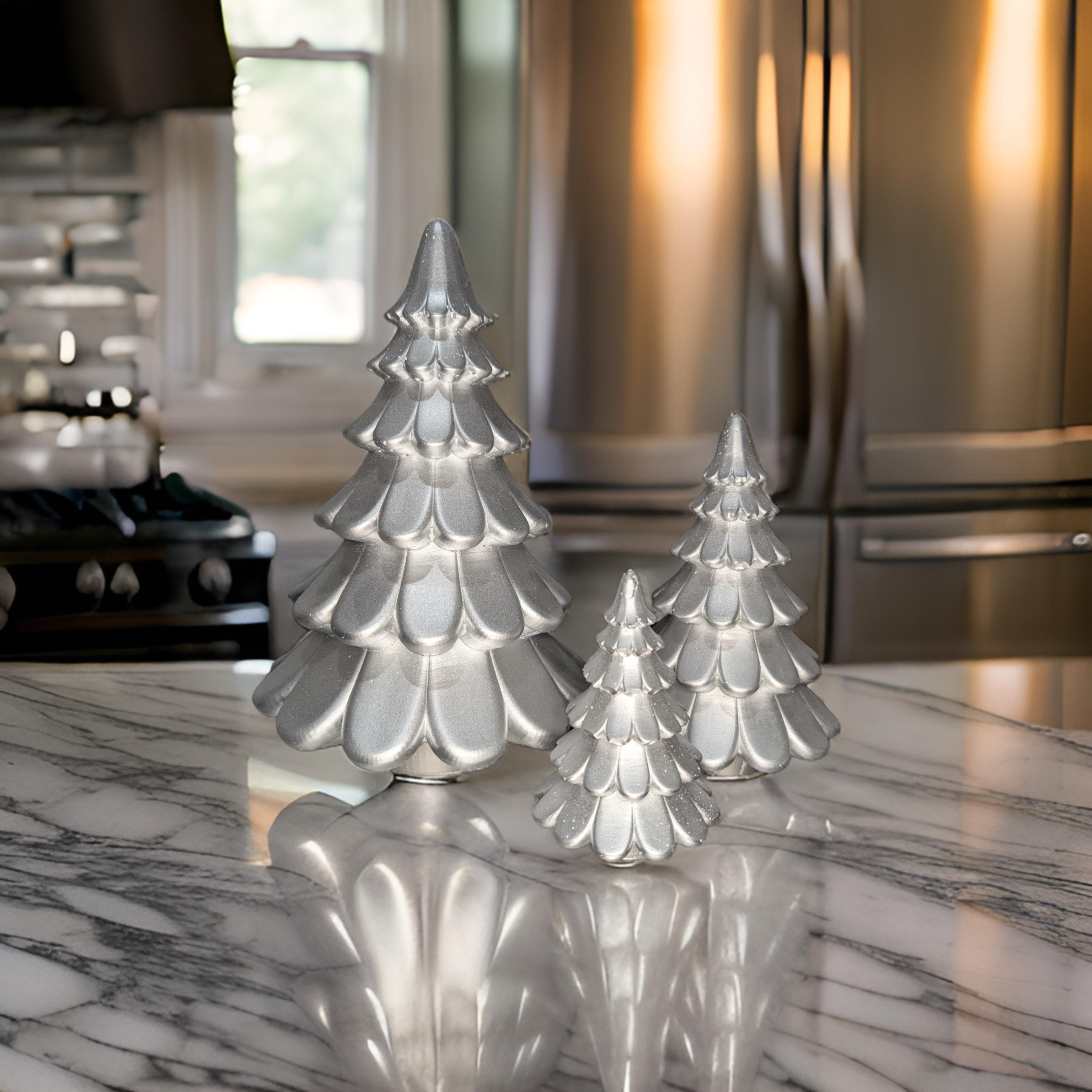 Concrete Christmas Trees, Modern Holiday Decor, Minimalist Christmas Decorations, Cement Tree Set, Gold Silver Natural Concrete, 4" 6" 8"