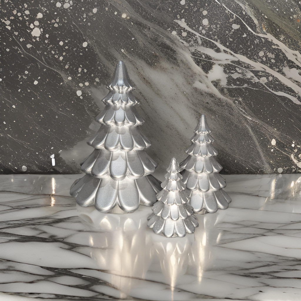 Concrete Christmas Trees, Modern Holiday Decor, Minimalist Christmas Decorations, Cement Tree Set, Gold Silver Natural Concrete, 4" 6" 8"