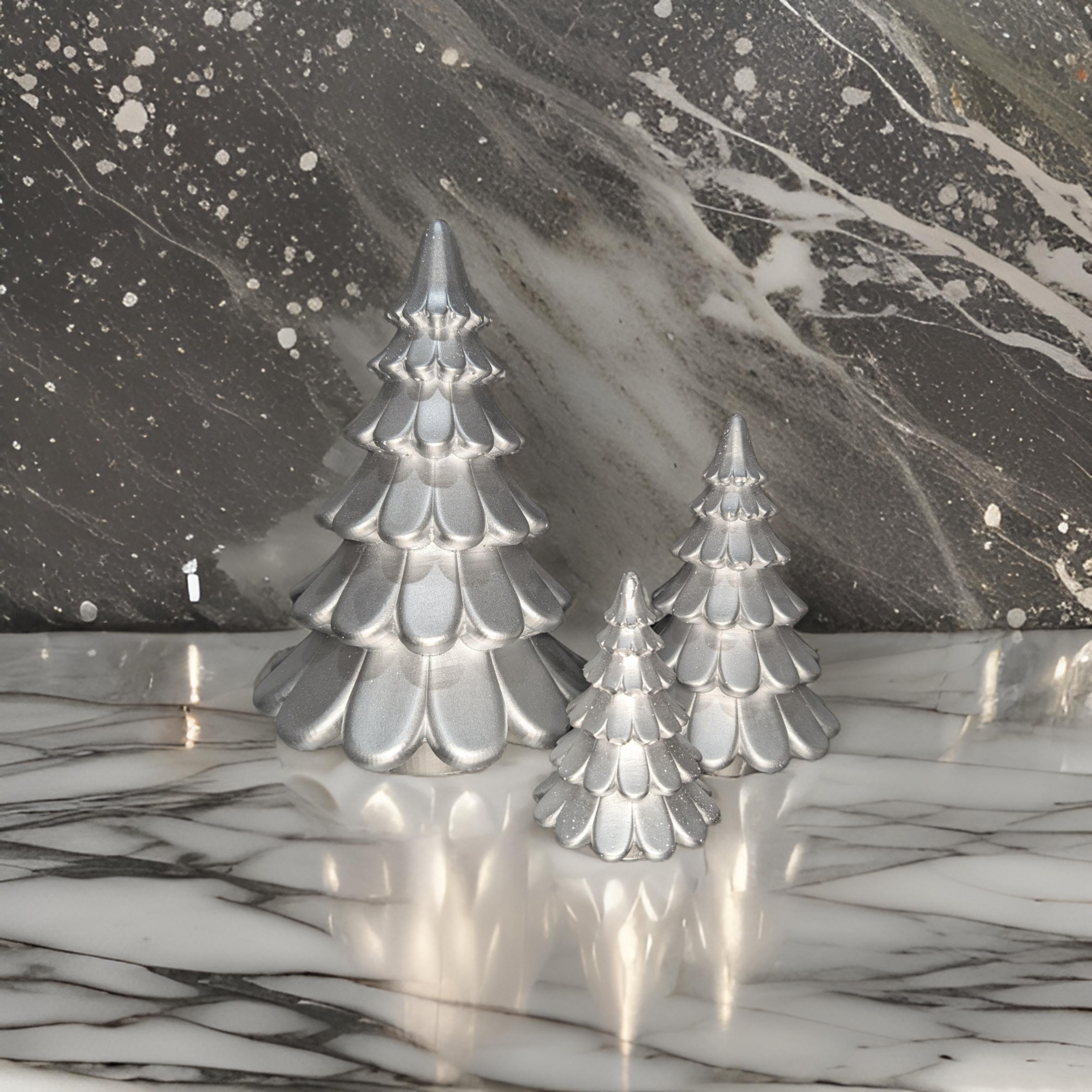 Concrete Christmas Trees, Modern Holiday Decor, Minimalist Christmas Decorations, Cement Tree Set, Gold Silver Natural Concrete, 4" 6" 8"