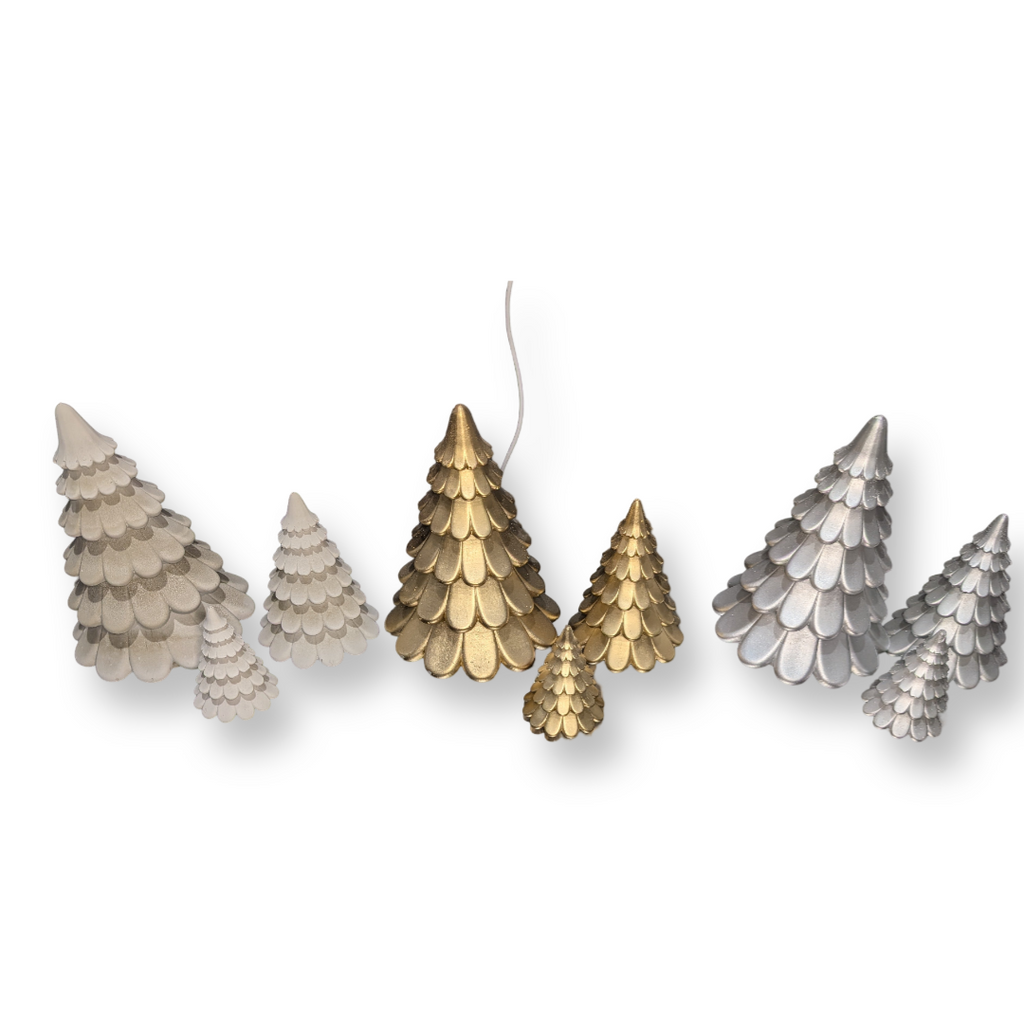 Concrete Christmas Trees, Modern Holiday Decor, Minimalist Christmas Decorations, Cement Tree Set, Gold Silver Natural Concrete, 4" 6" 8"