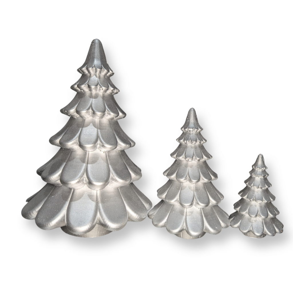 Concrete Christmas Trees, Modern Holiday Decor, Minimalist Christmas Decorations, Cement Tree Set, Gold Silver Natural Concrete, 4" 6" 8"