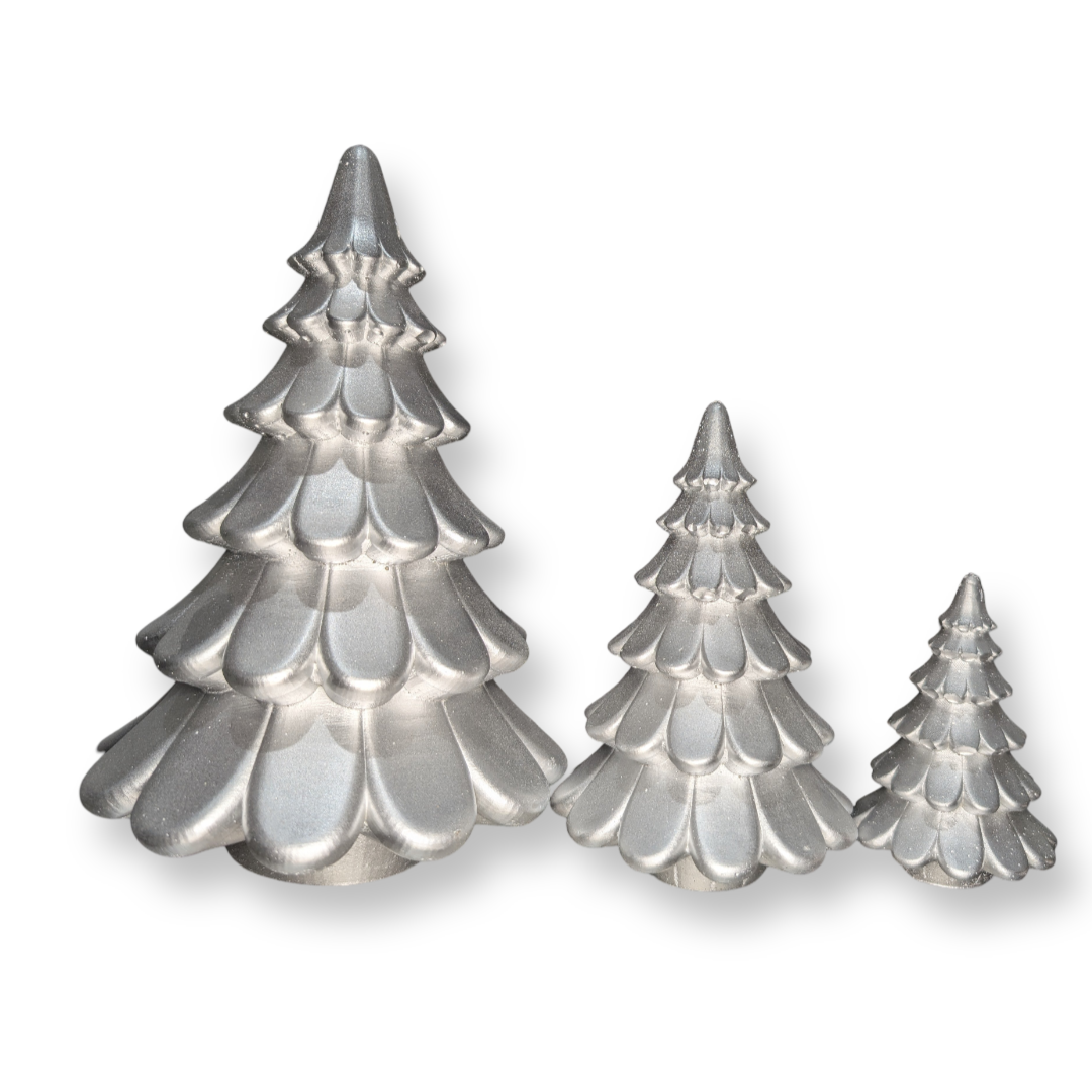 Concrete Christmas Trees, Modern Holiday Decor, Minimalist Christmas Decorations, Cement Tree Set, Gold Silver Natural Concrete, 4" 6" 8"