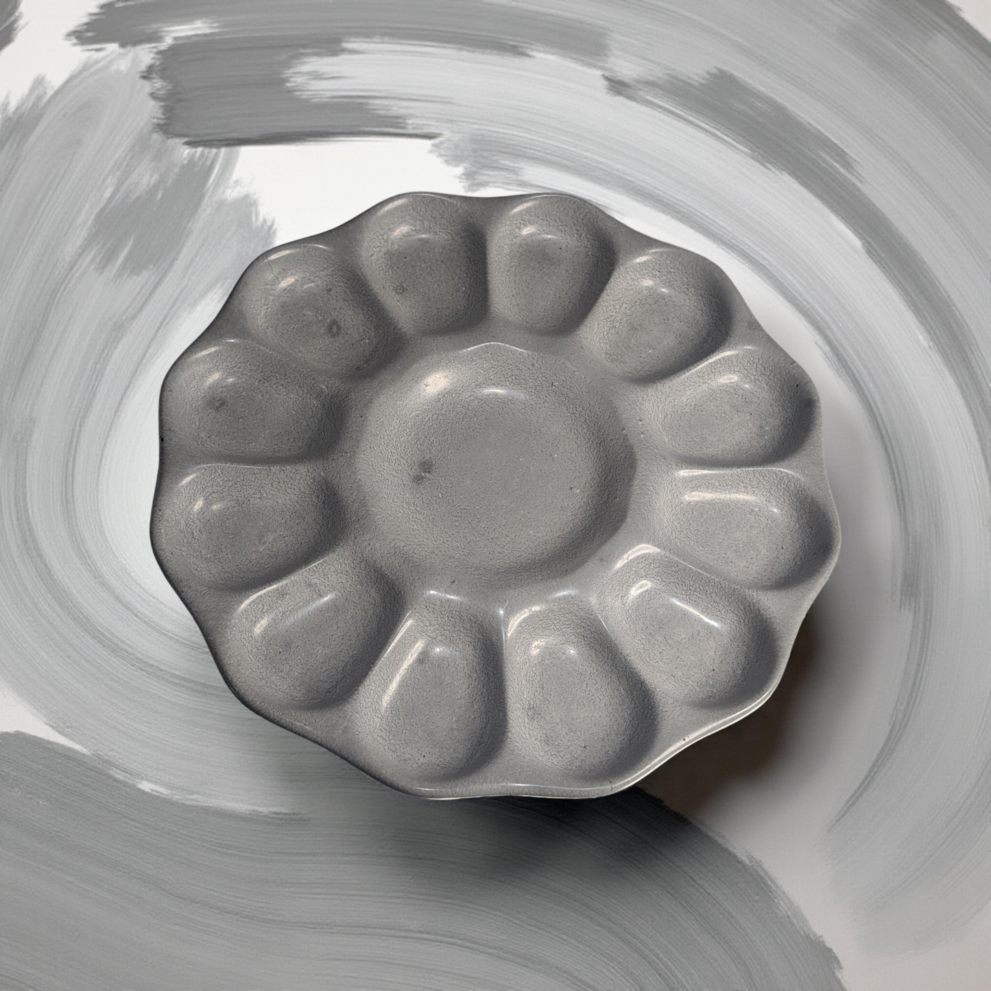 Handmade Concrete Egg Holder – Modern Deviled Egg Tray, Minimalist Kitchen Serveware