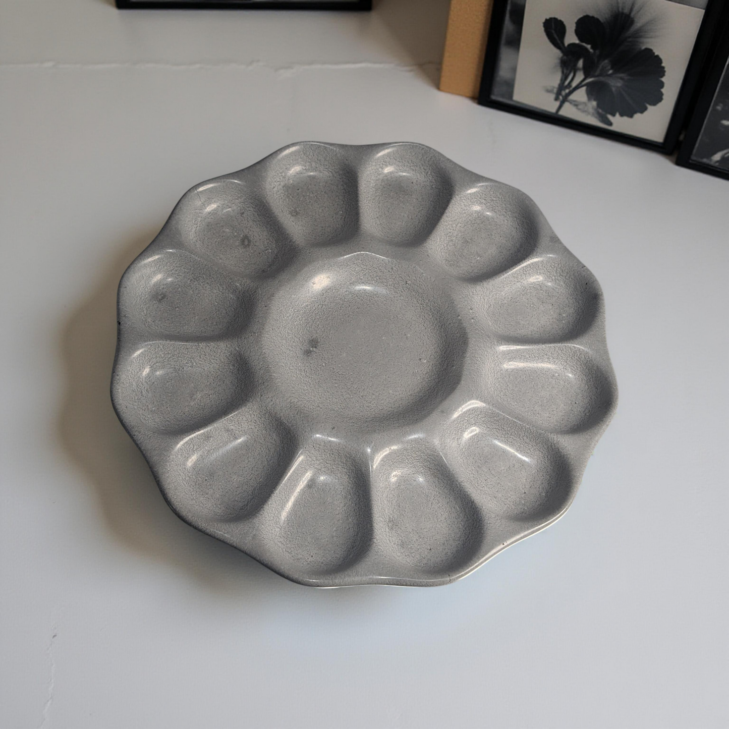 Handmade Concrete Egg Holder – Modern Deviled Egg Tray, Minimalist Kitchen Serveware